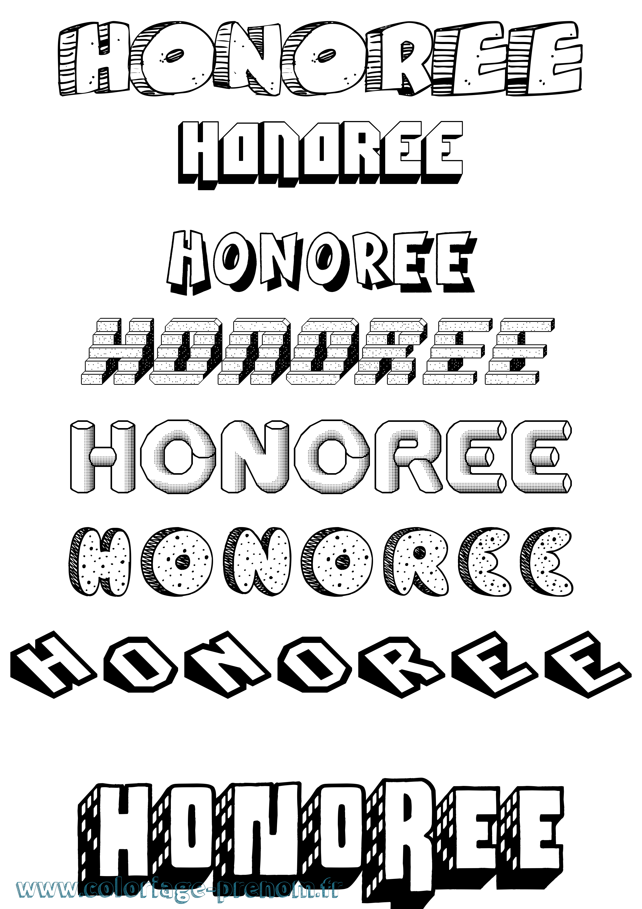Coloriage Honoree Effet 3D Coloriage prénom Honoree Effet 3D