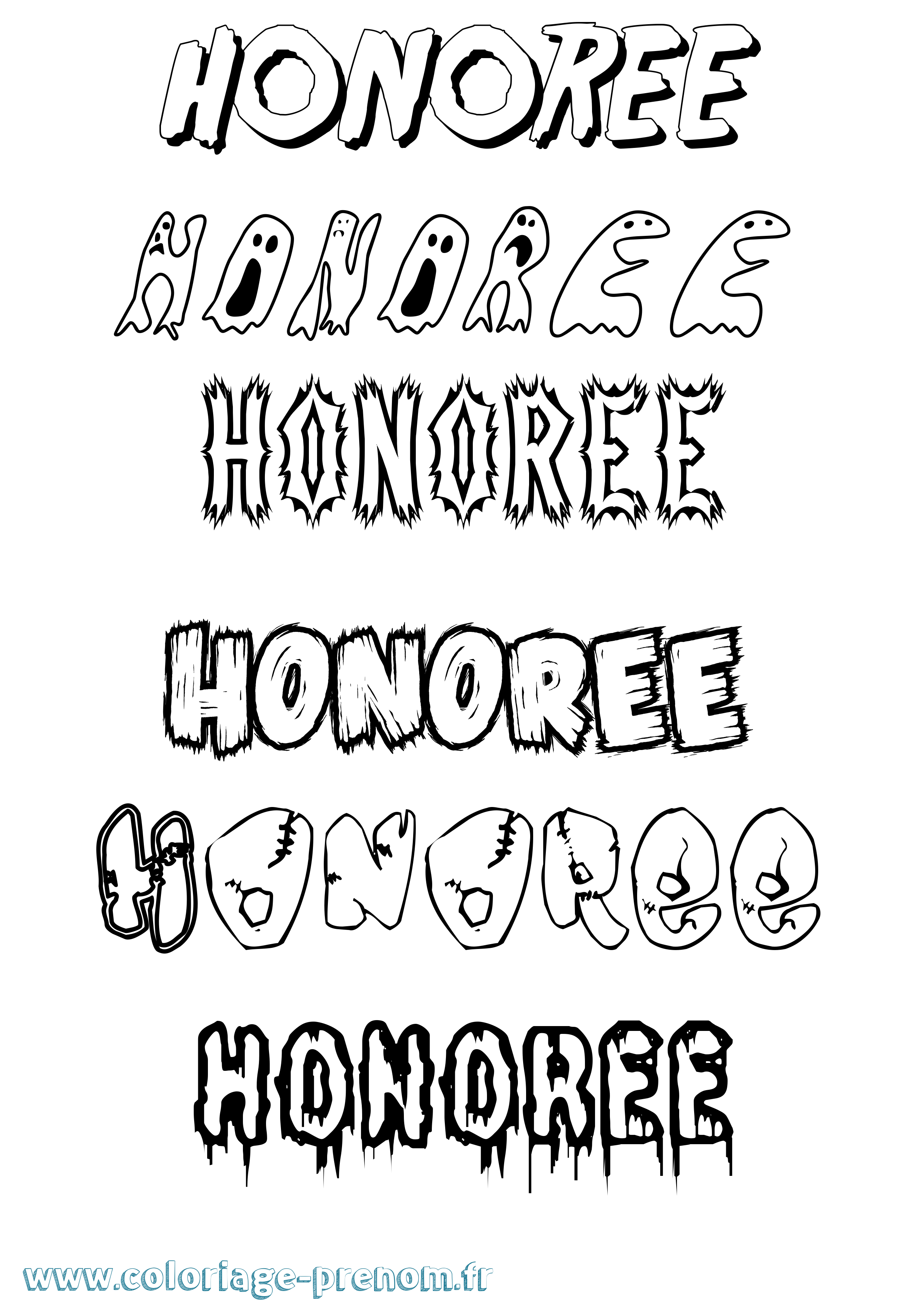 Coloriage Honoree Frisson Coloriage prénom Honoree Frisson