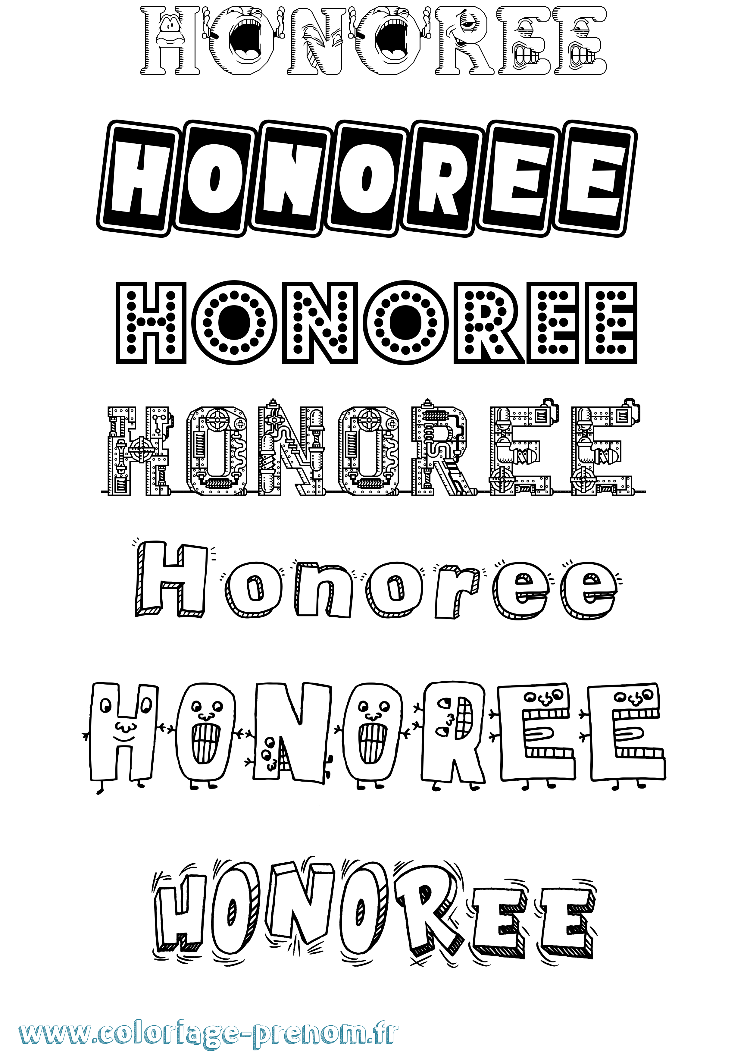 Coloriage Honoree Fun Coloriage prénom Honoree Fun