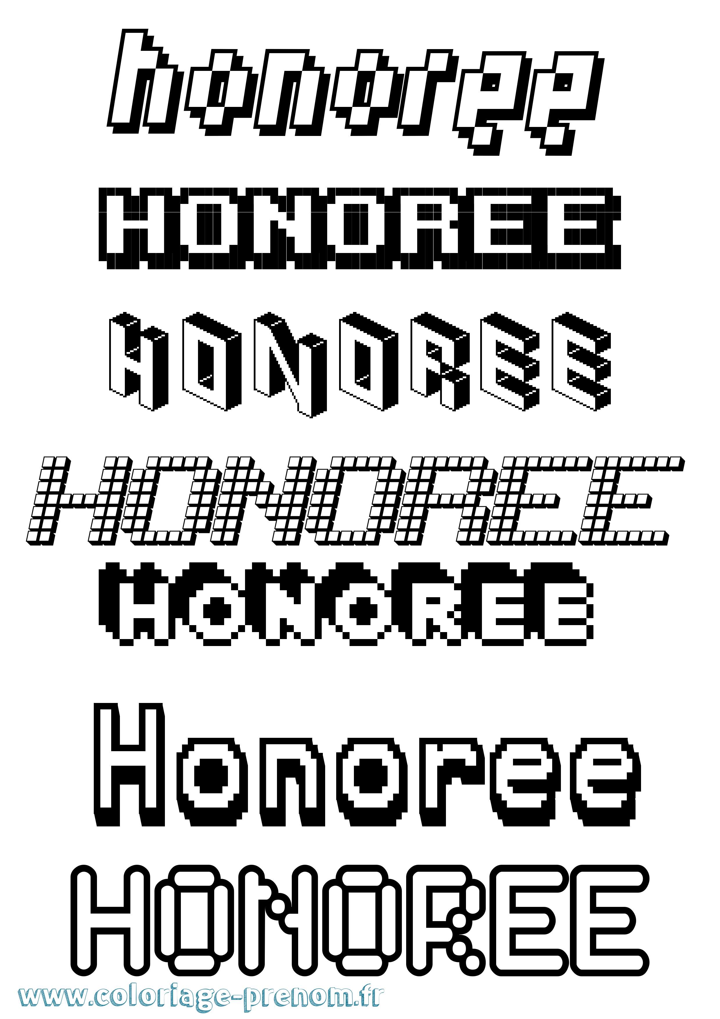 Coloriage Honoree Pixel Coloriage prénom Honoree Pixel