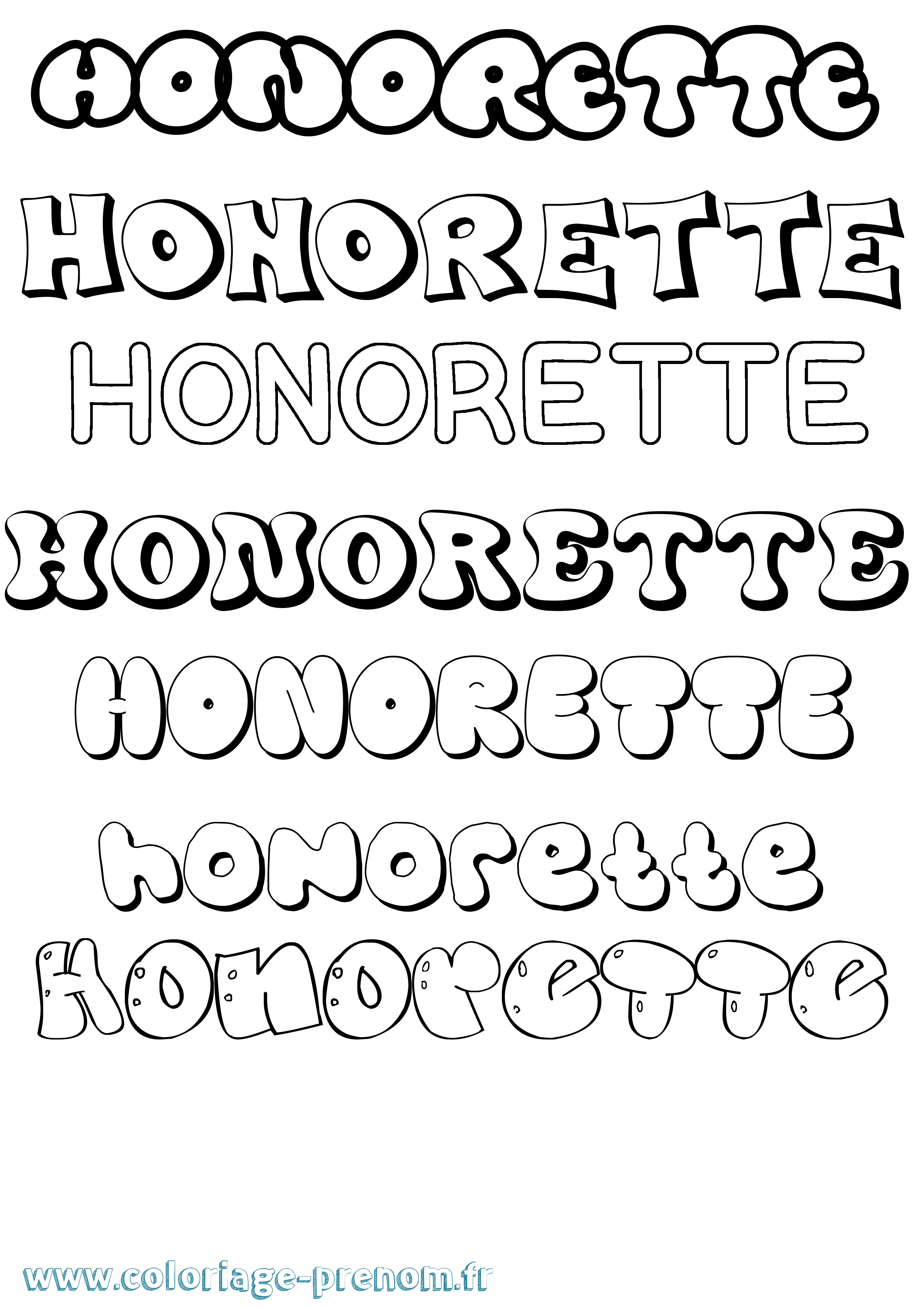 Coloriage Honorette Bubble Coloriage prénom Honorette Bubble