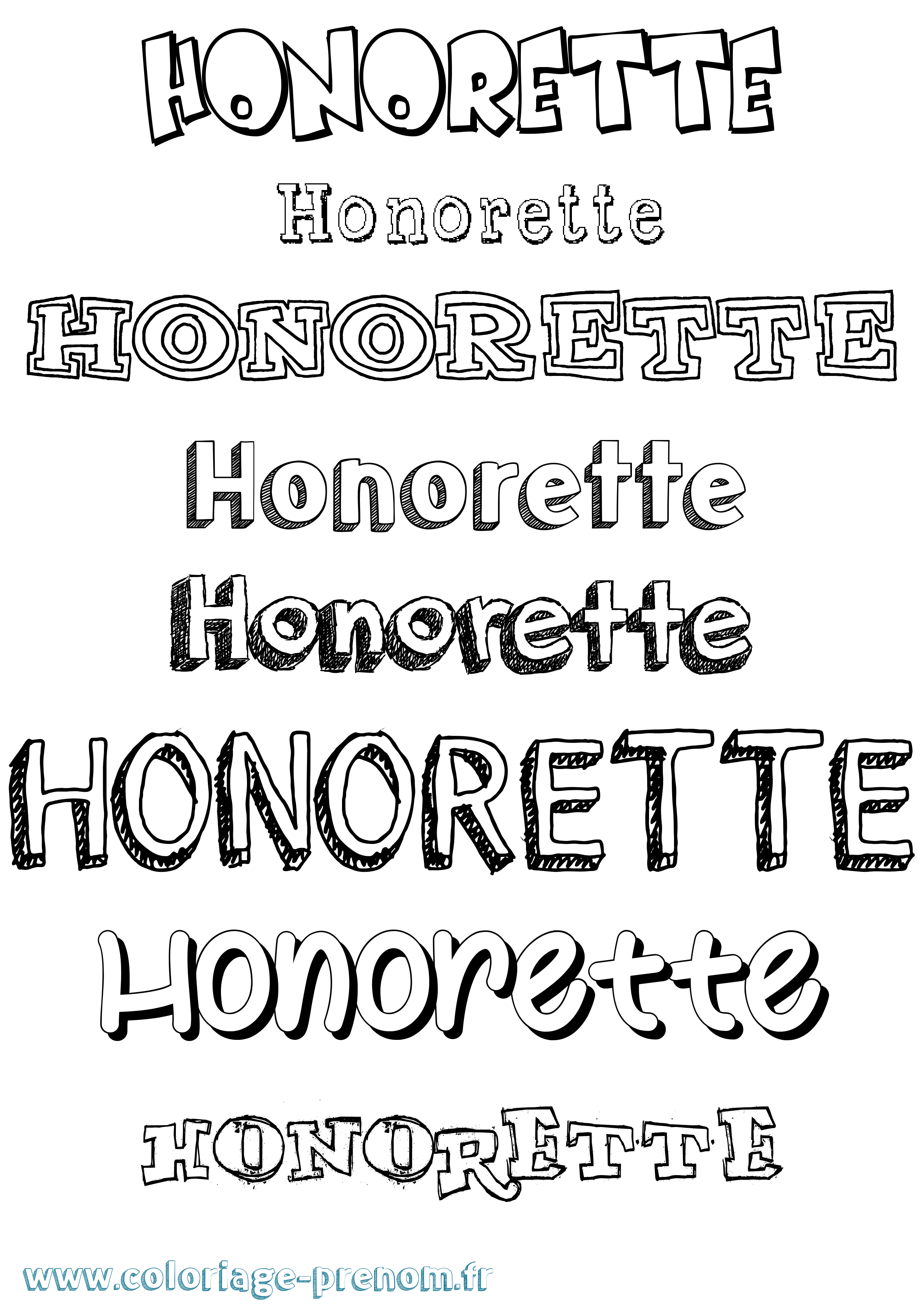 Coloriage Honorette Dessiné Coloriage prénom Honorette Dessiné