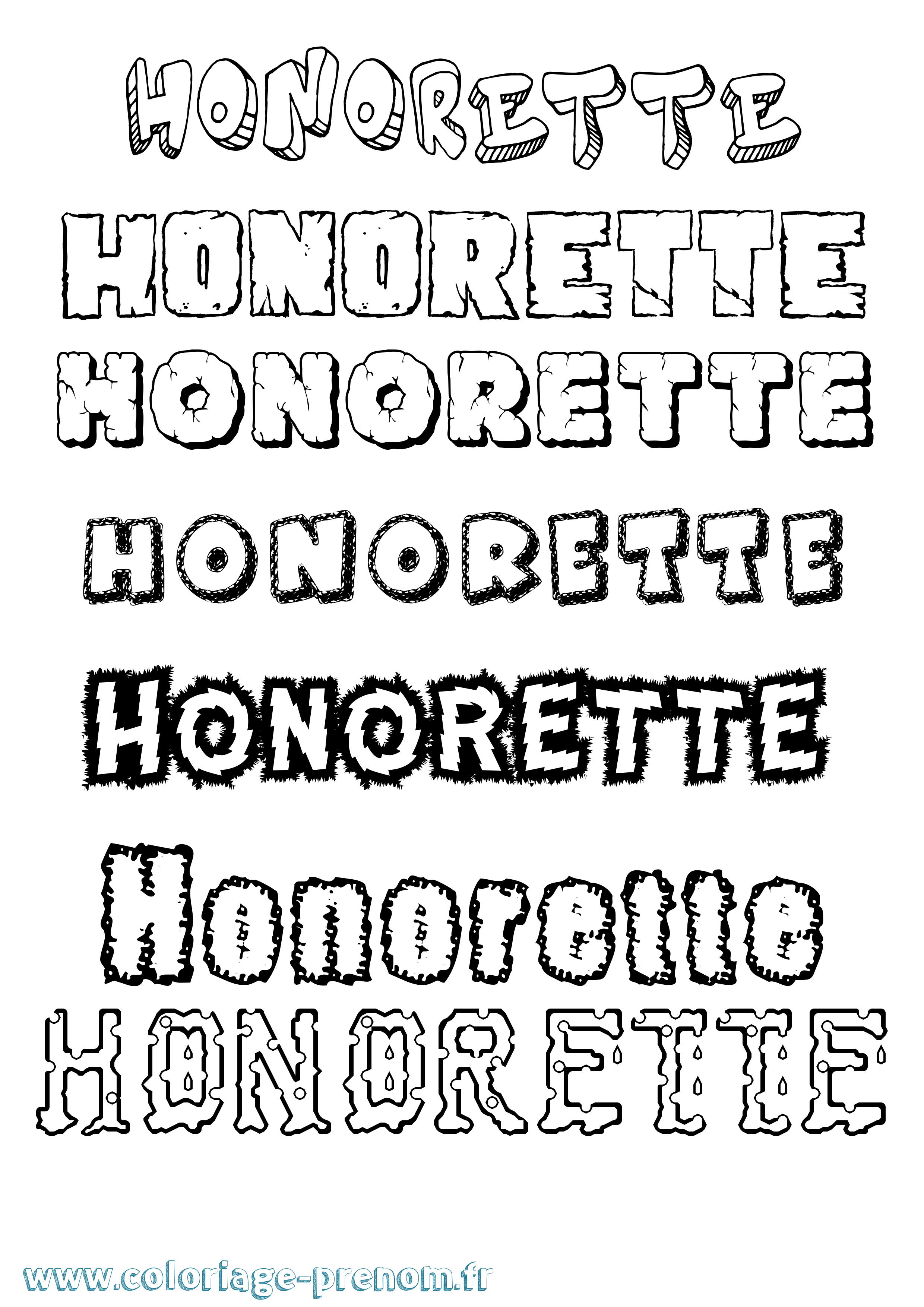 Coloriage Honorette Destructuré Coloriage prénom Honorette Destructuré