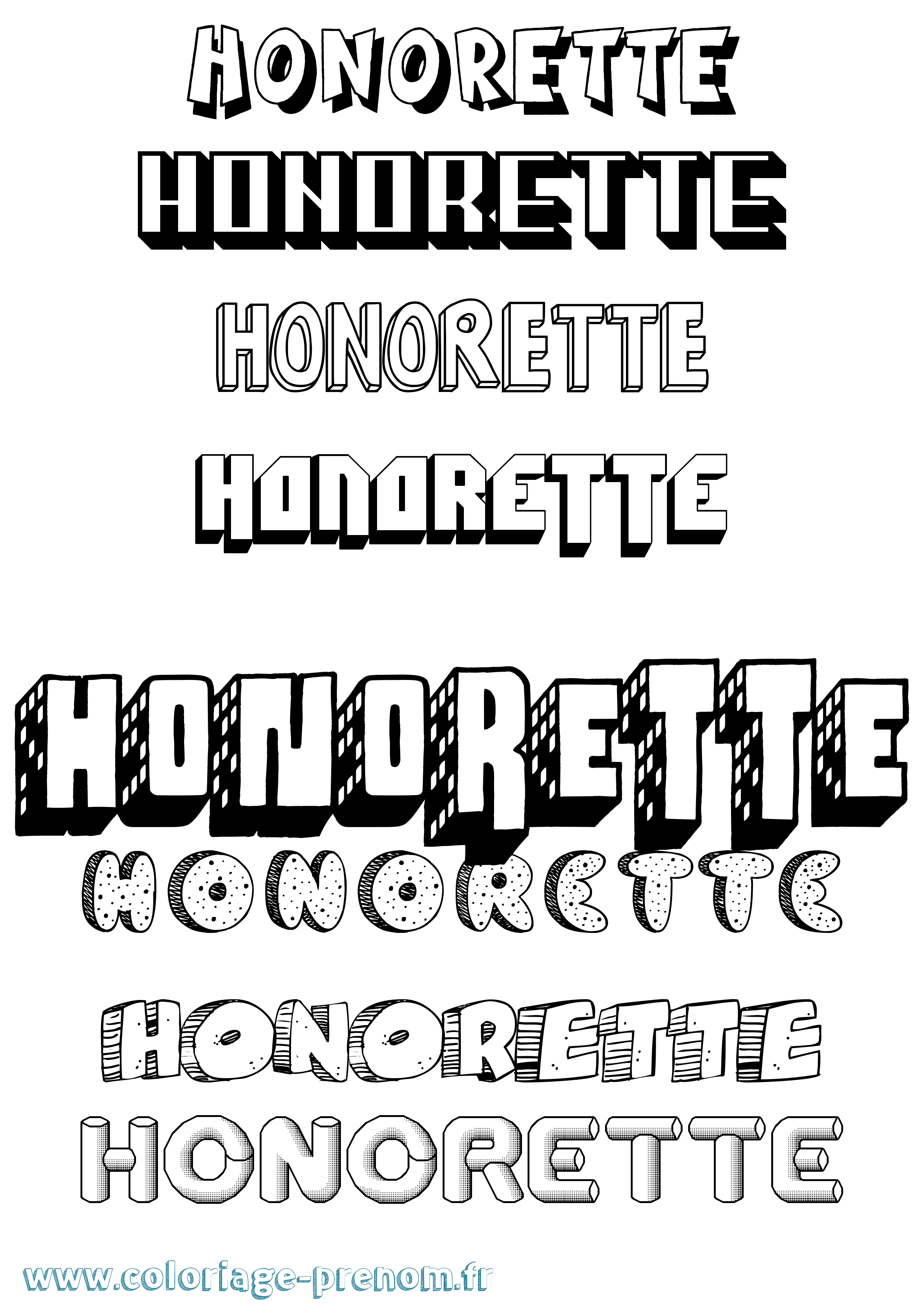 Coloriage Honorette Effet 3D Coloriage prénom Honorette Effet 3D