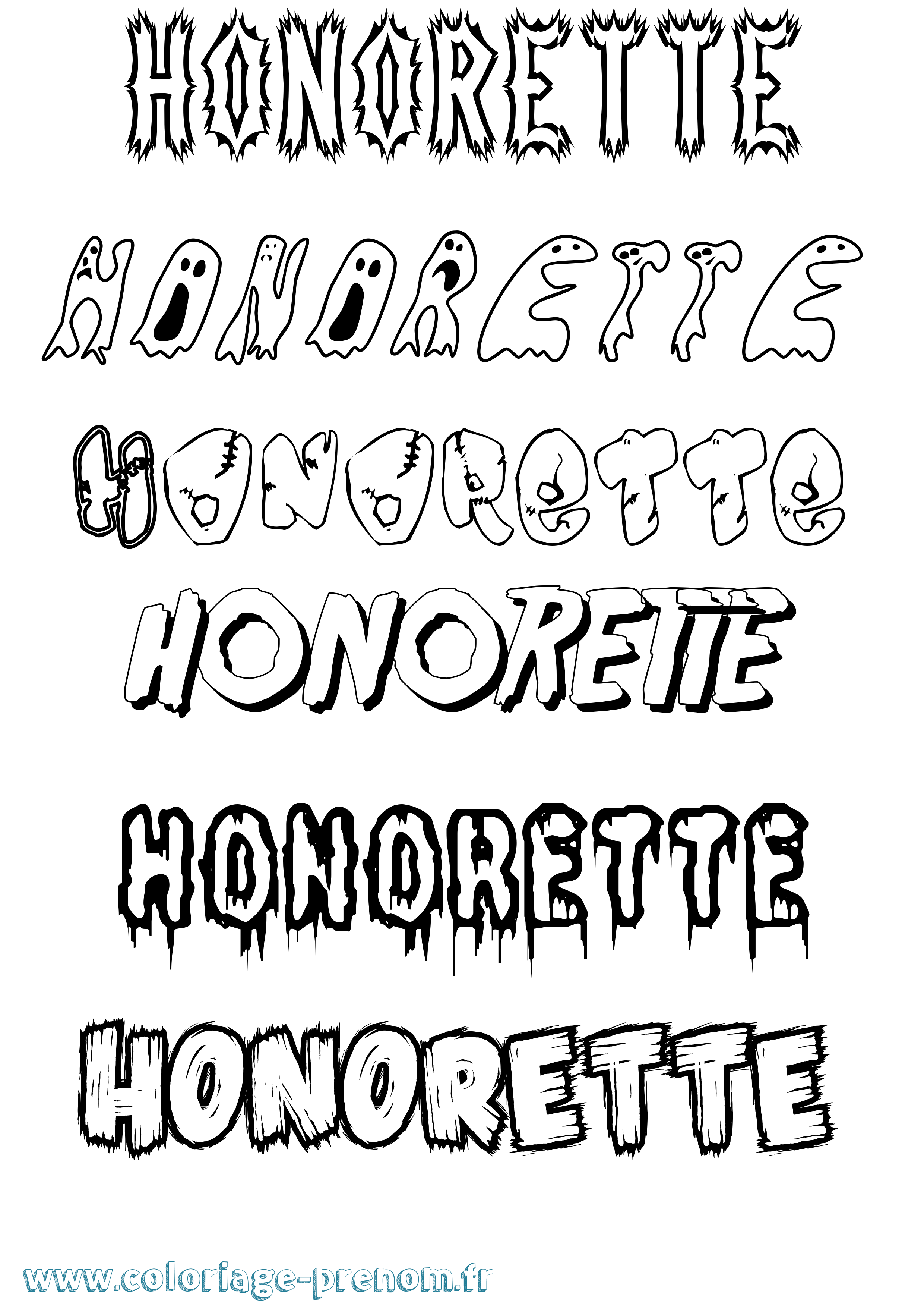 Coloriage Honorette Frisson Coloriage prénom Honorette Frisson