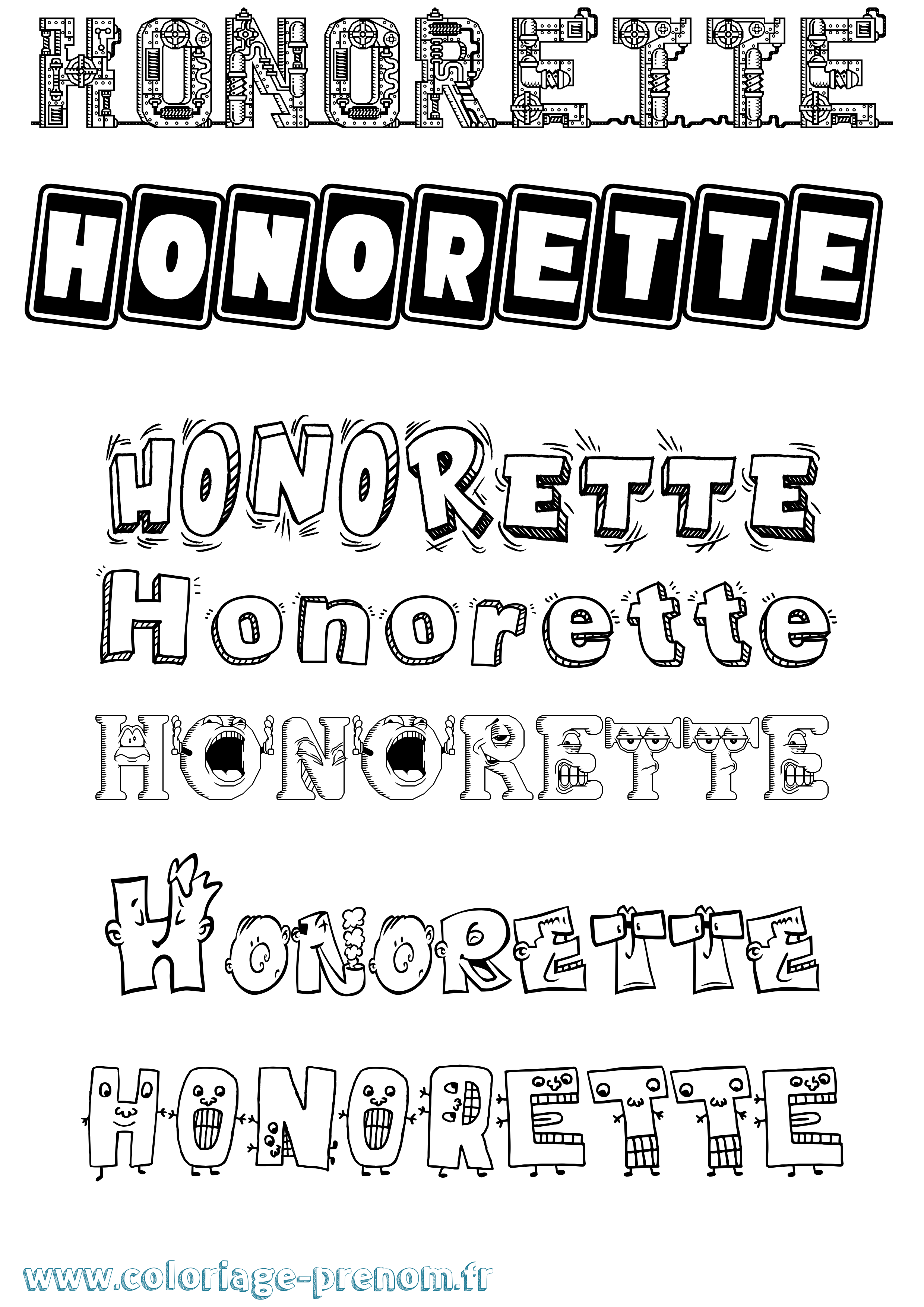 Coloriage Honorette Fun Coloriage prénom Honorette Fun