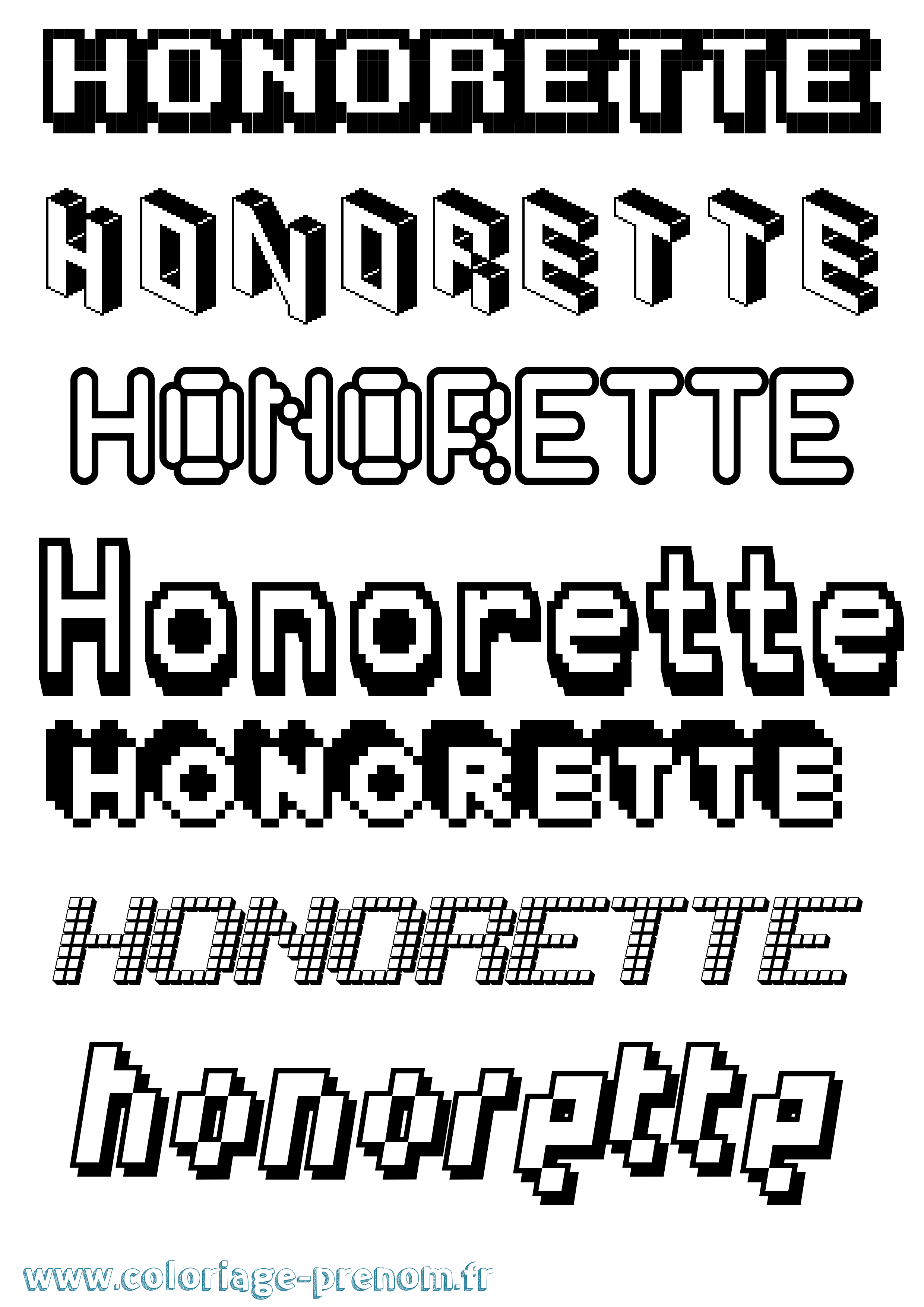 Coloriage Honorette Pixel Coloriage prénom Honorette Pixel