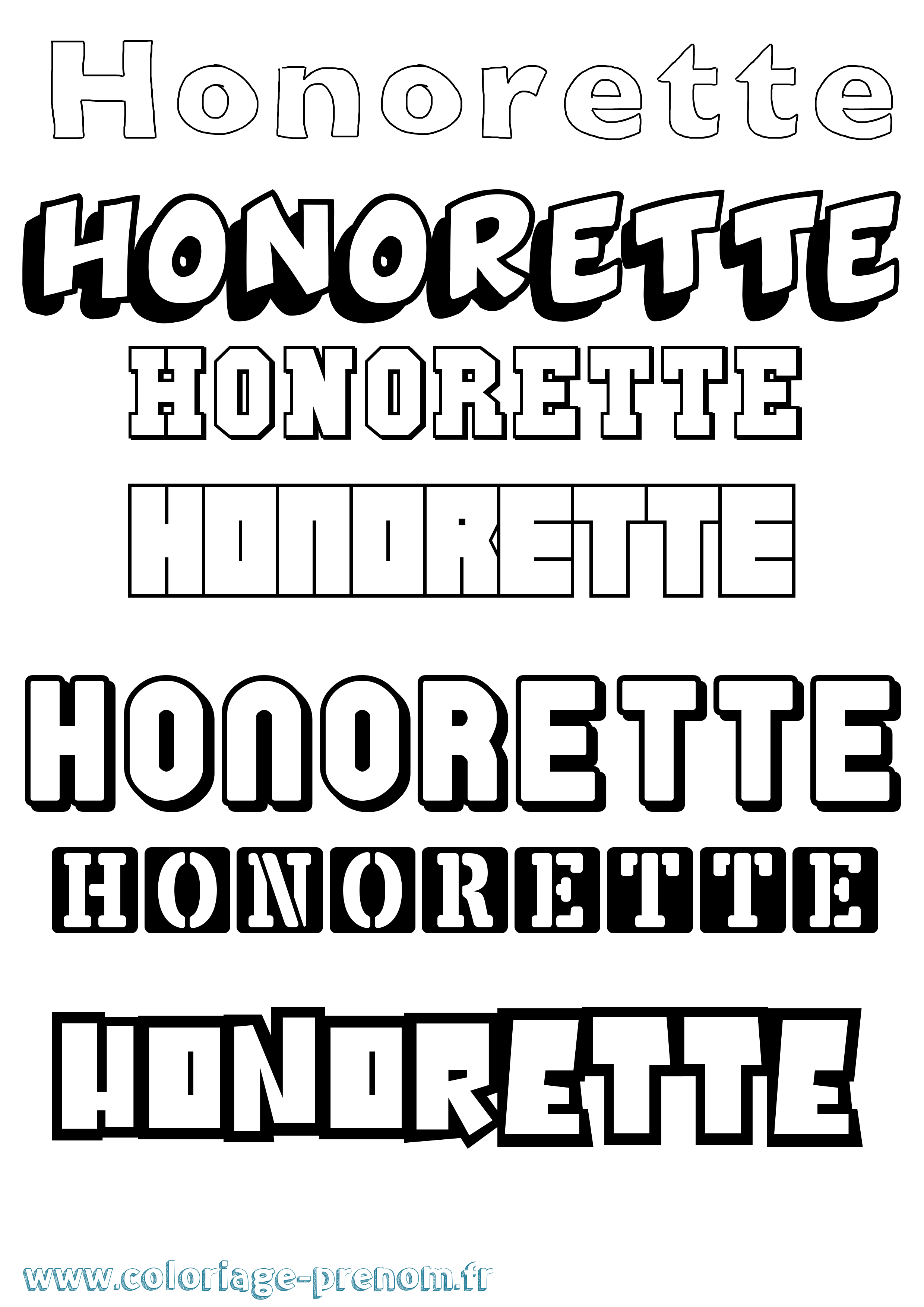 Coloriage Honorette Simple Coloriage prénom Honorette Simple