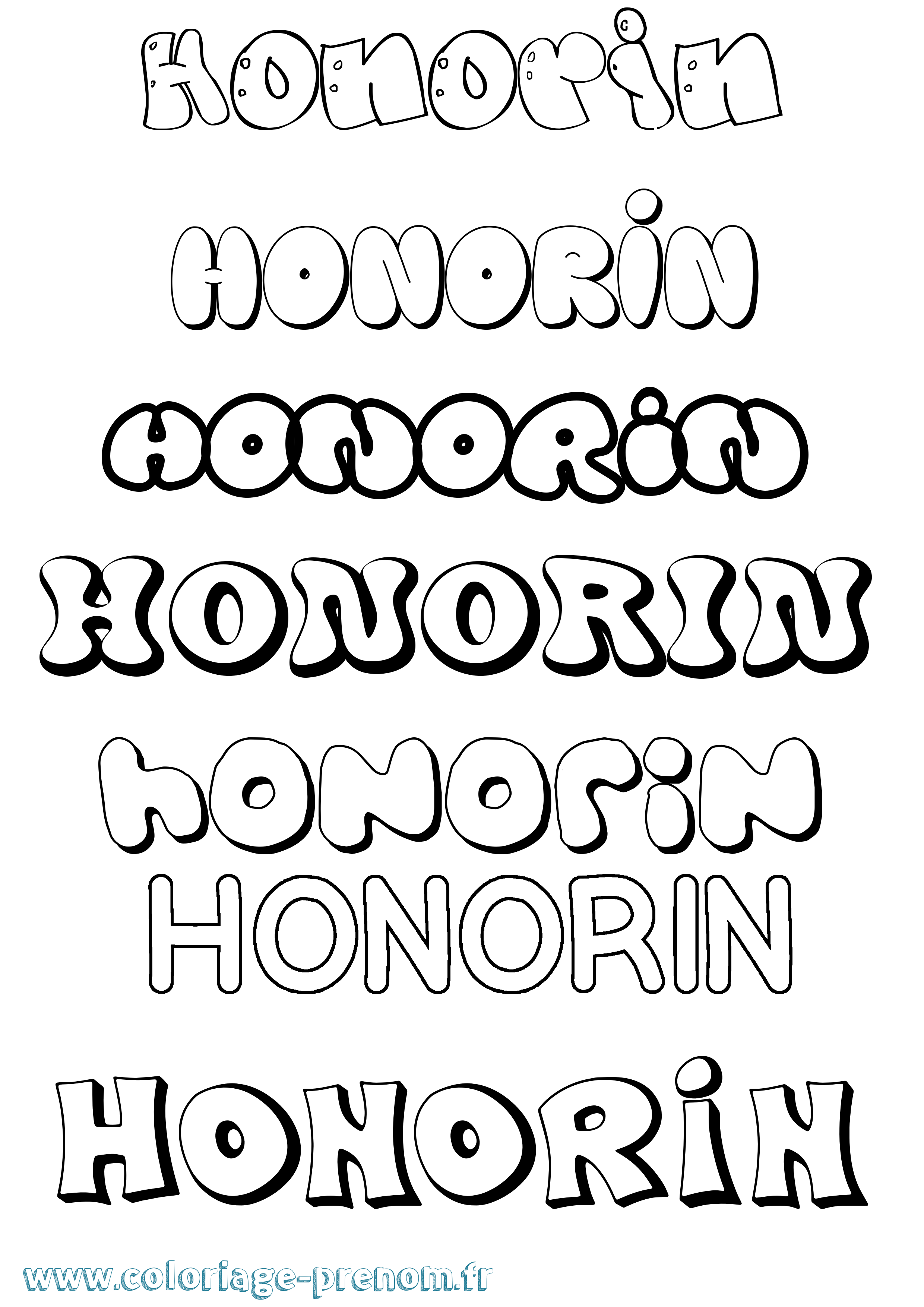 Coloriage Honorin Bubble Coloriage prénom Honorin Bubble