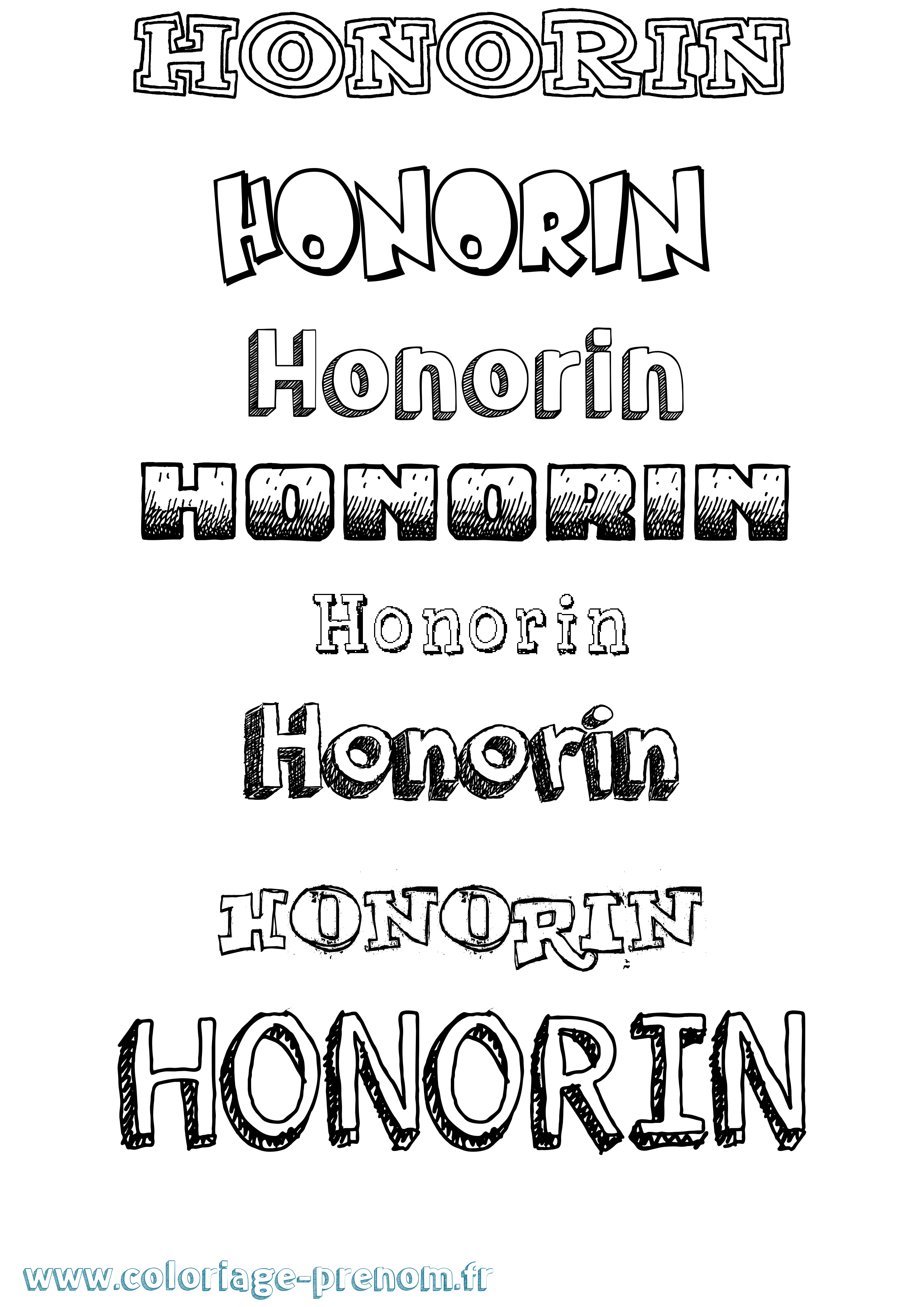 Coloriage Honorin Dessiné Coloriage prénom Honorin Dessiné