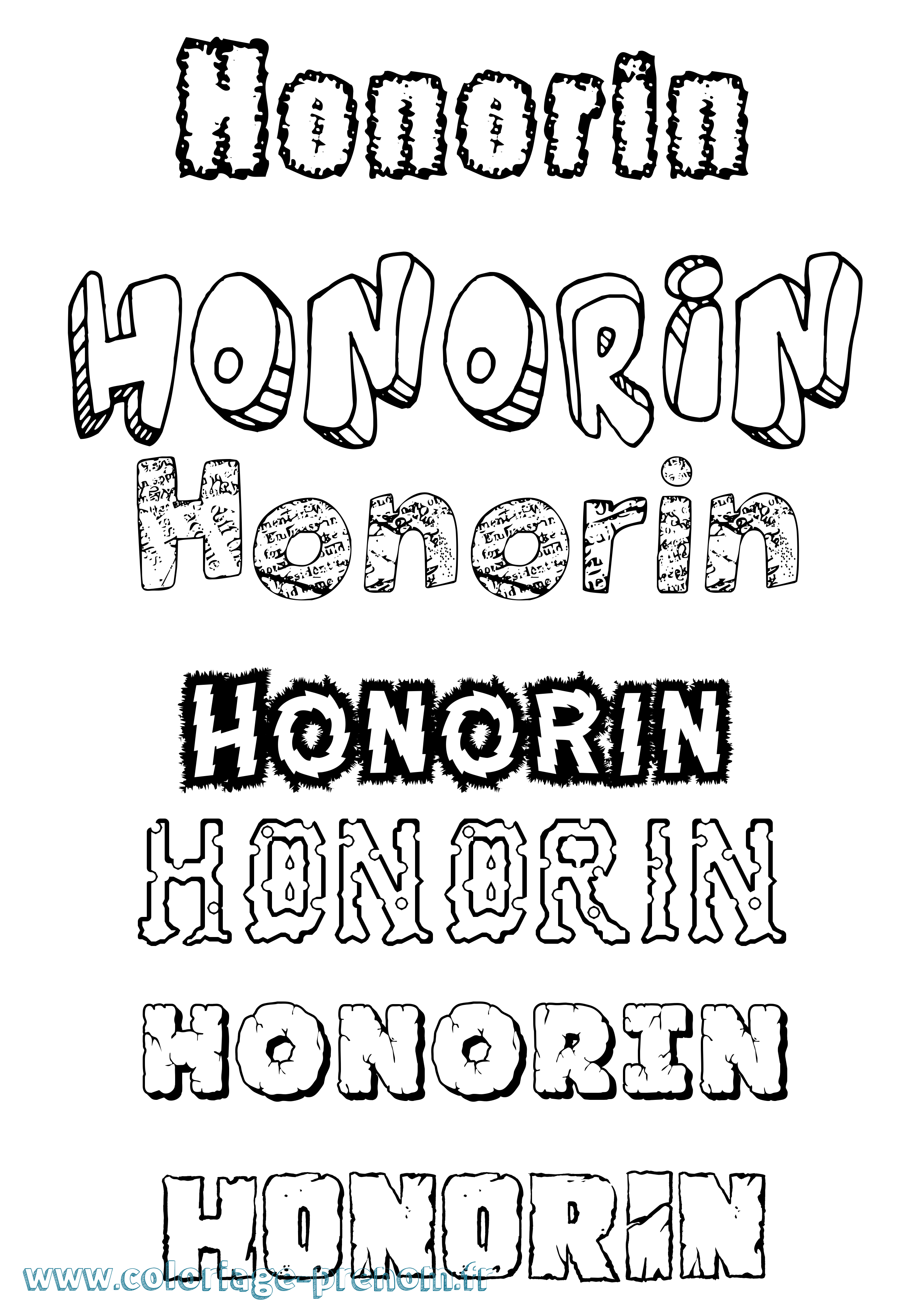 Coloriage Honorin Destructuré Coloriage prénom Honorin Destructuré
