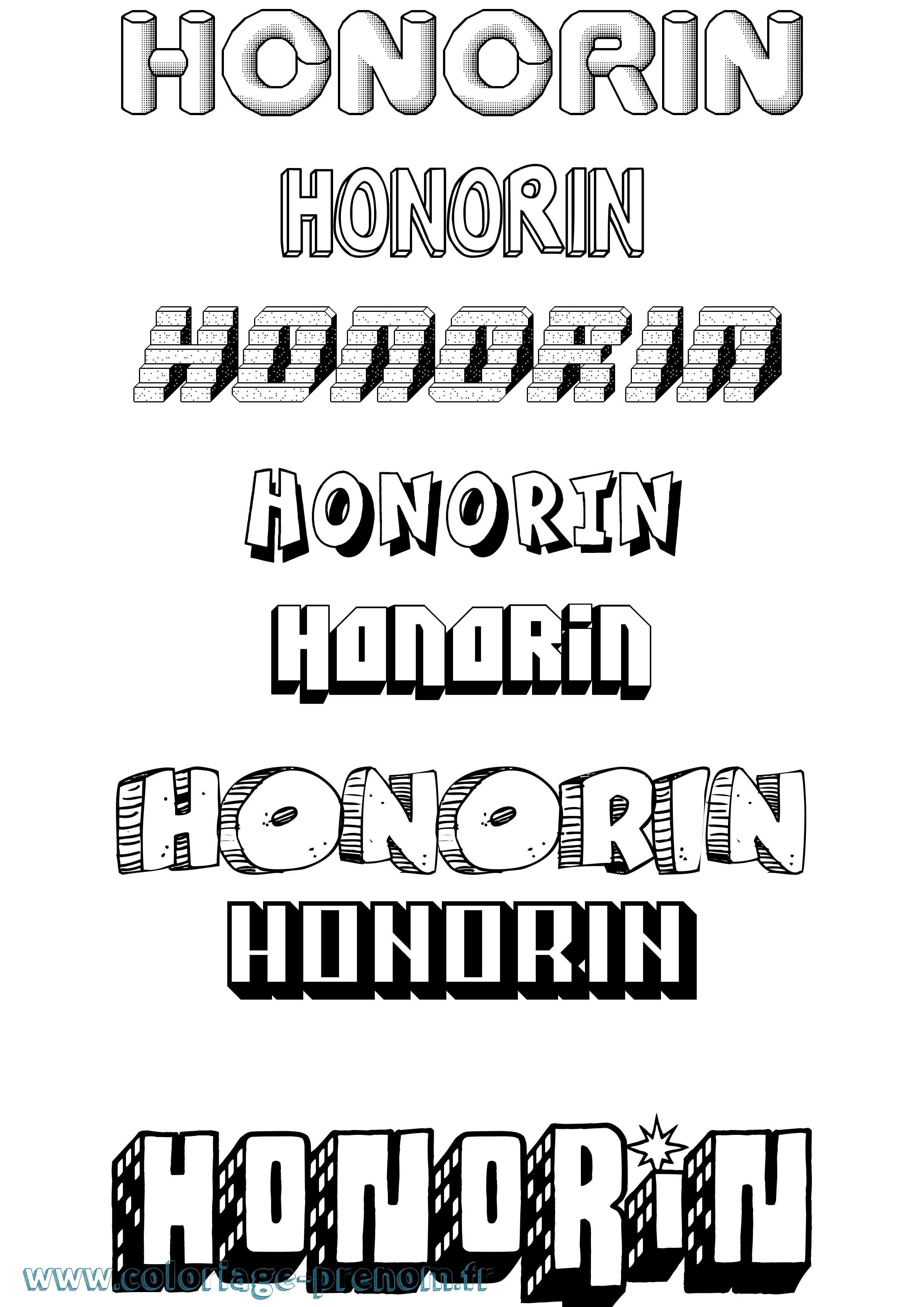 Coloriage Honorin Effet 3D Coloriage prénom Honorin Effet 3D