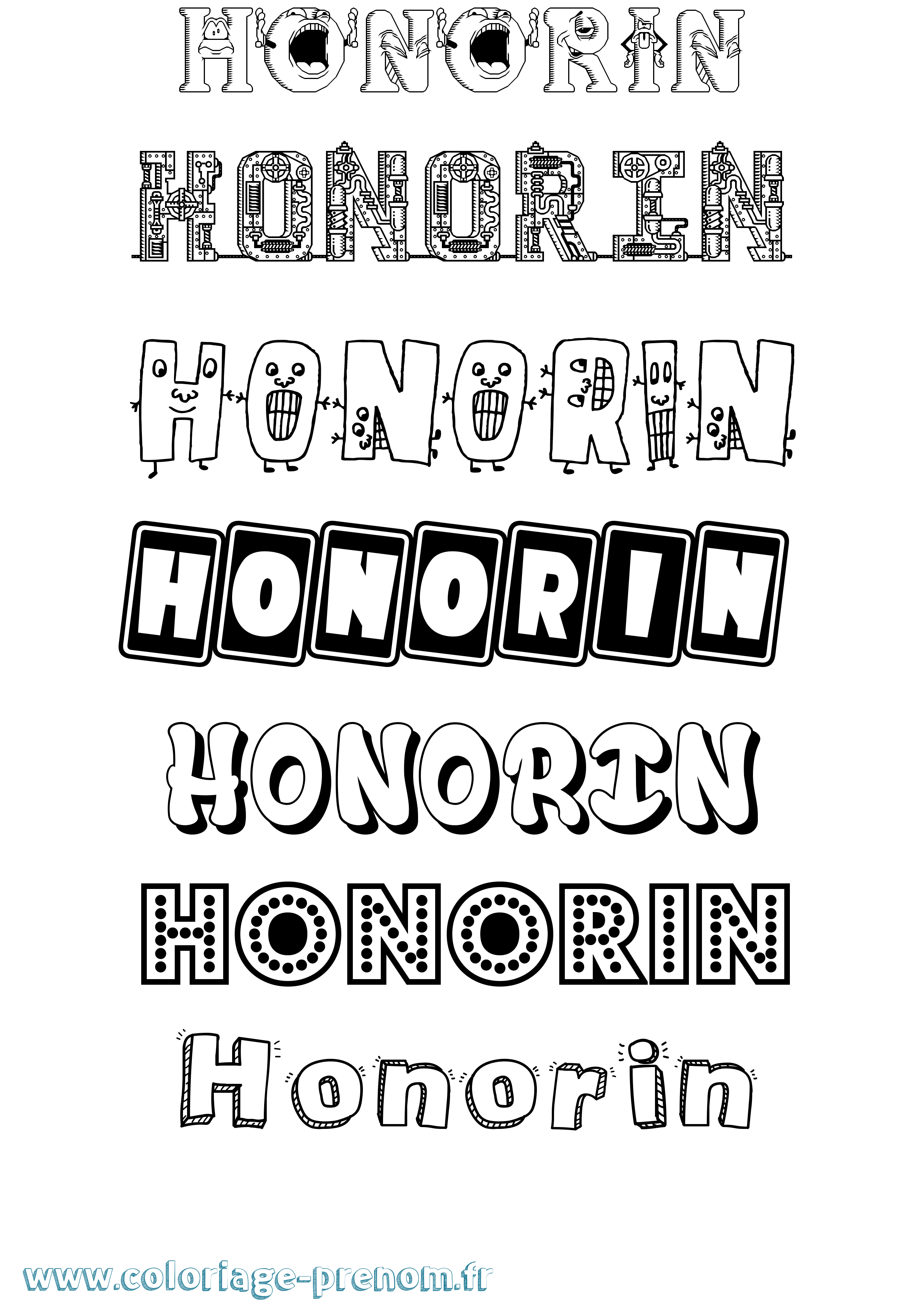 Coloriage Honorin Fun Coloriage prénom Honorin Fun