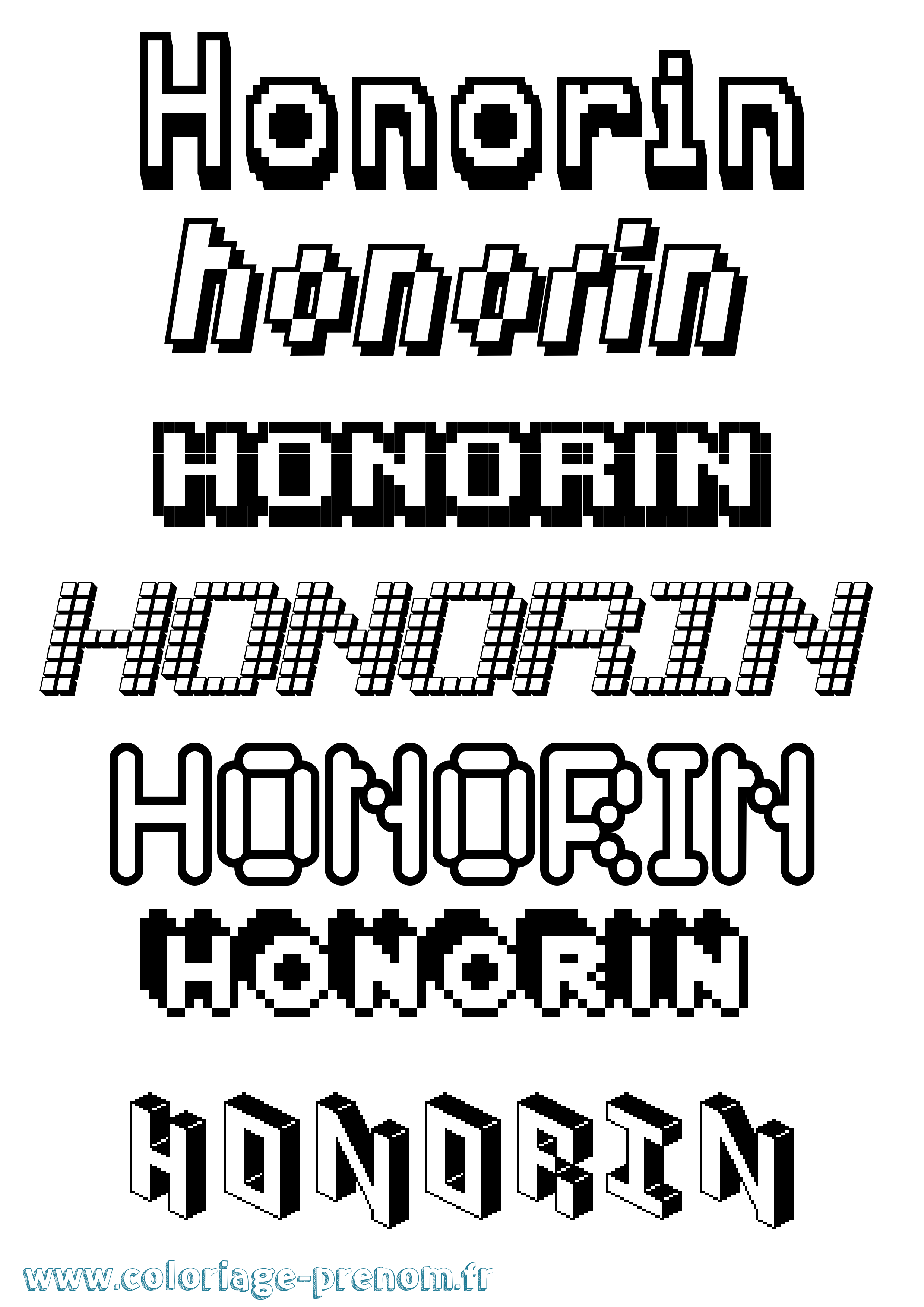 Coloriage Honorin Pixel Coloriage prénom Honorin Pixel