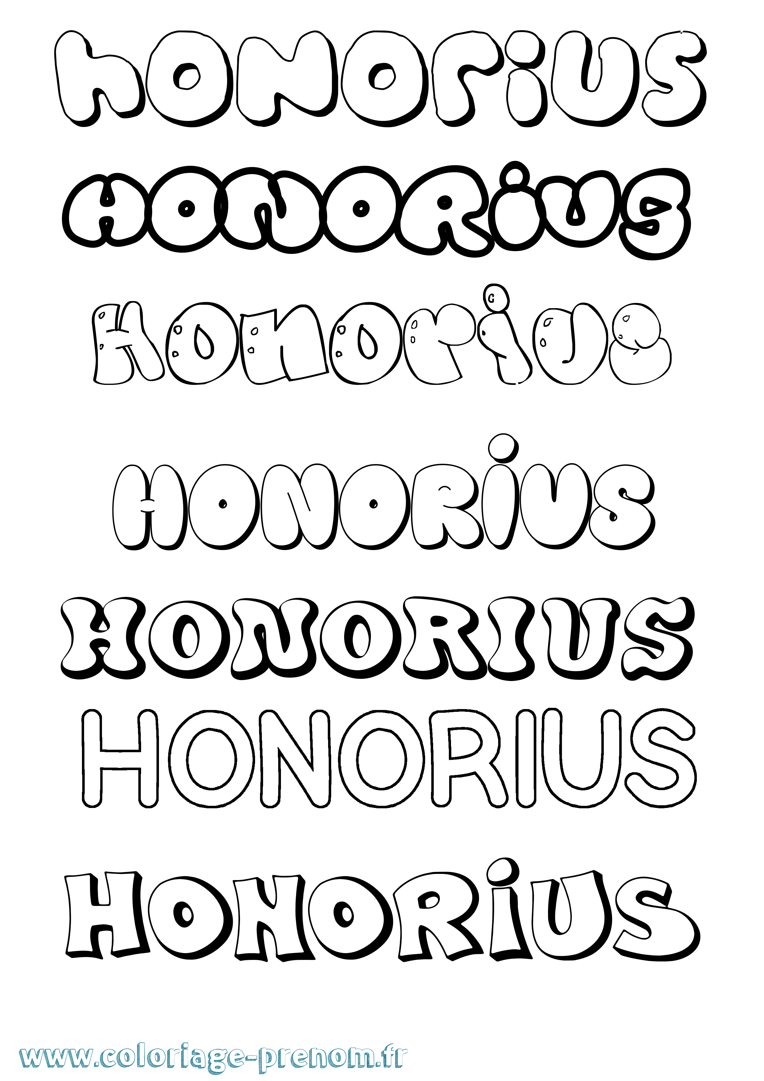 Coloriage Honorius Bubble Coloriage prénom Honorius Bubble