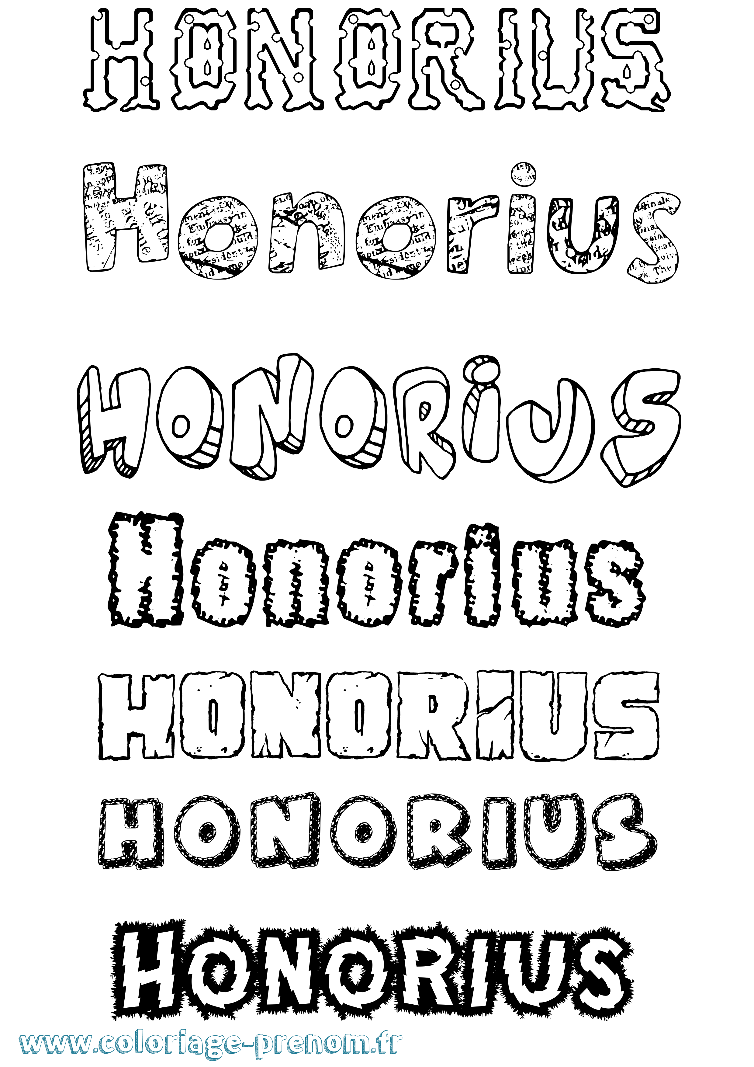 Coloriage Honorius Destructuré Coloriage prénom Honorius Destructuré