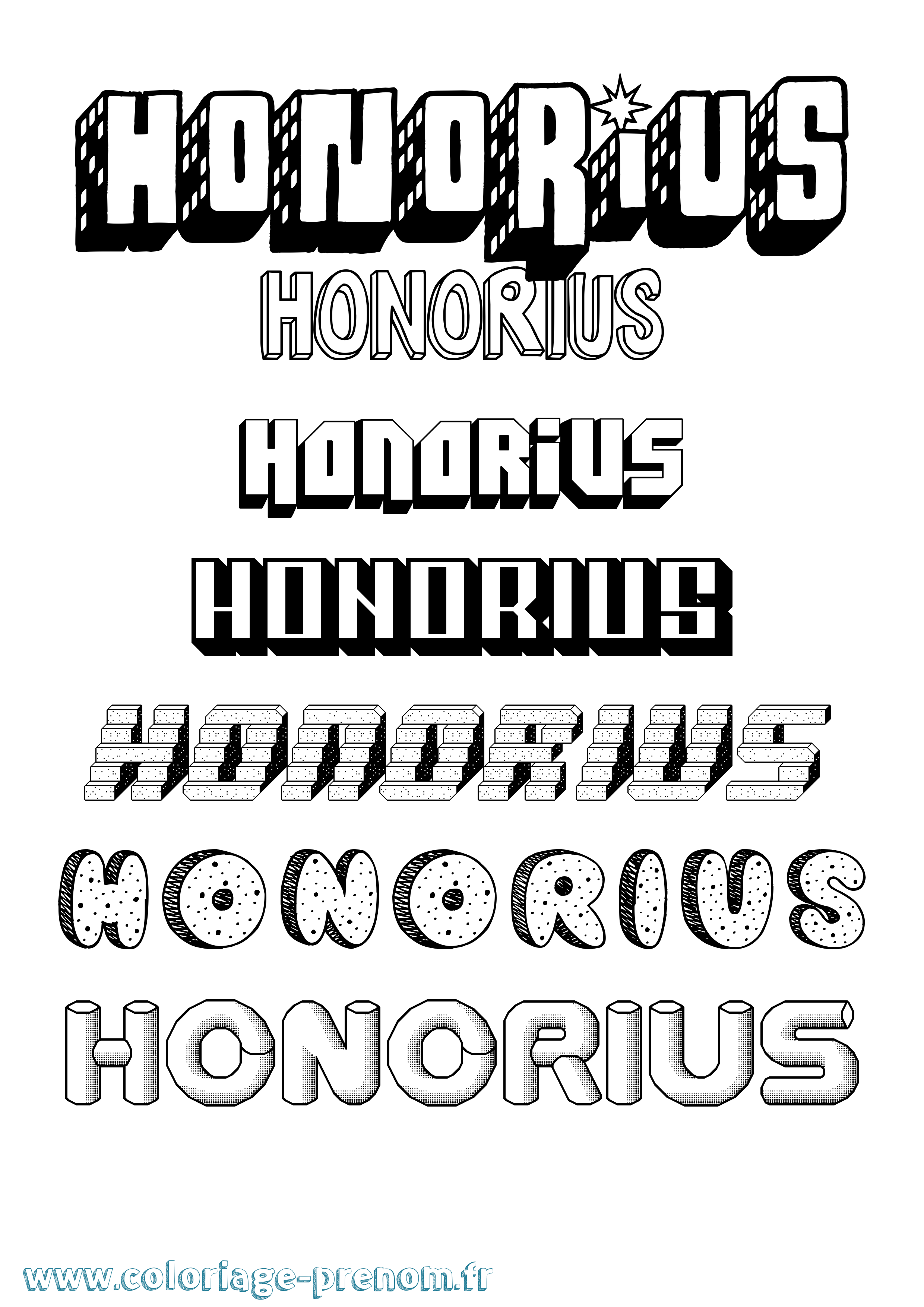 Coloriage Honorius Effet 3D Coloriage prénom Honorius Effet 3D
