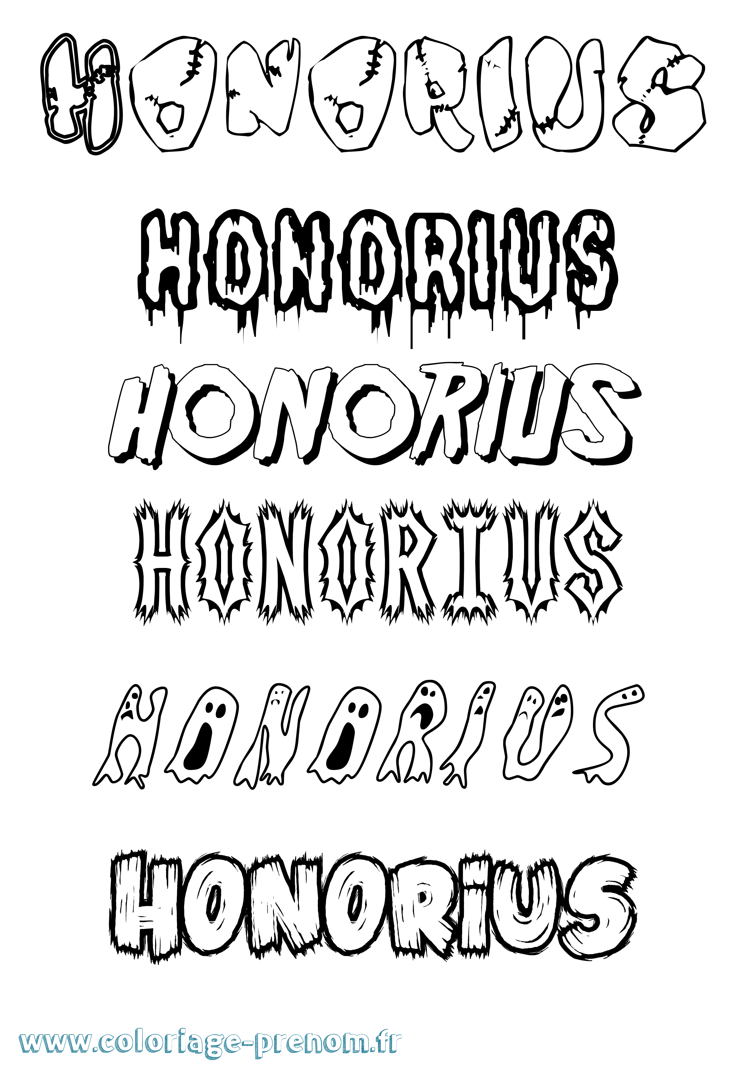 Coloriage Honorius Frisson Coloriage prénom Honorius Frisson
