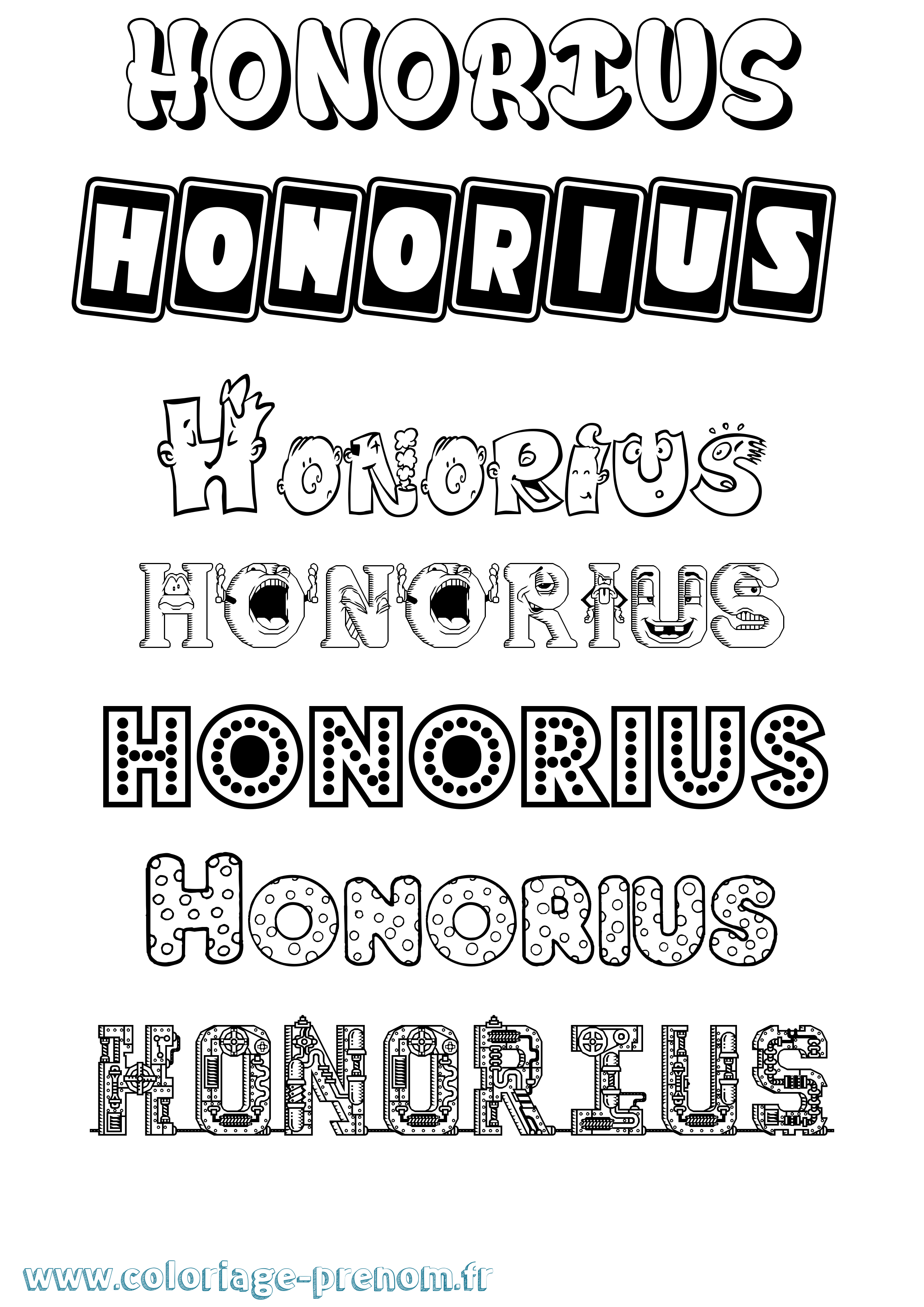 Coloriage Honorius Fun Coloriage prénom Honorius Fun