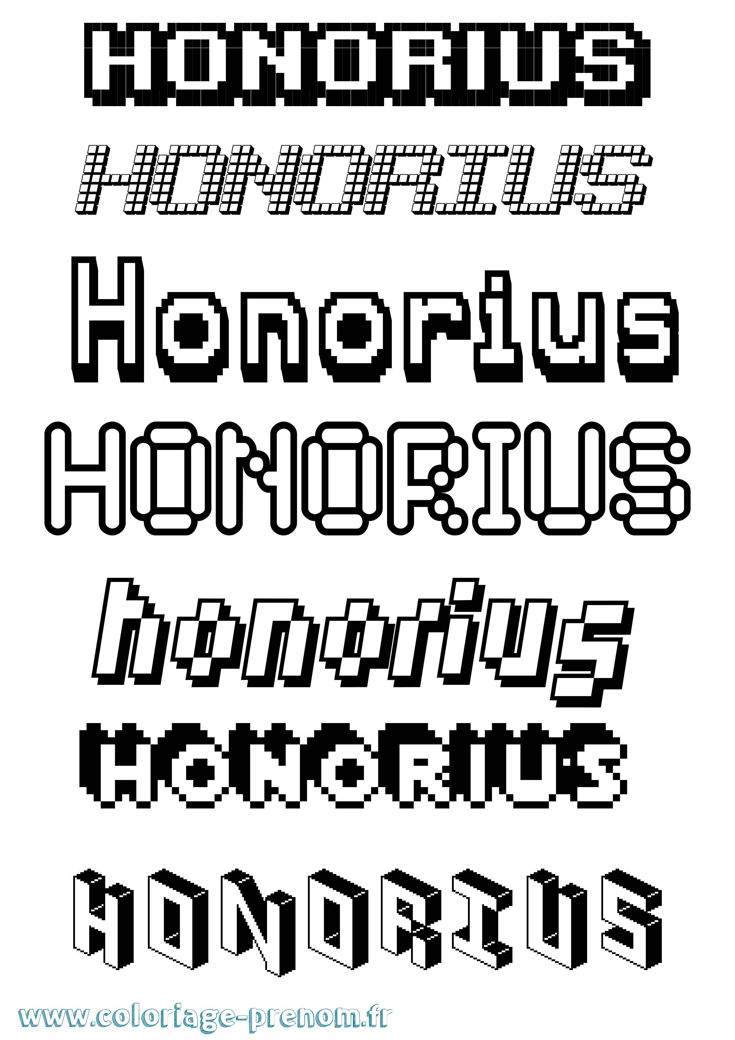Coloriage Honorius Pixel Coloriage prénom Honorius Pixel