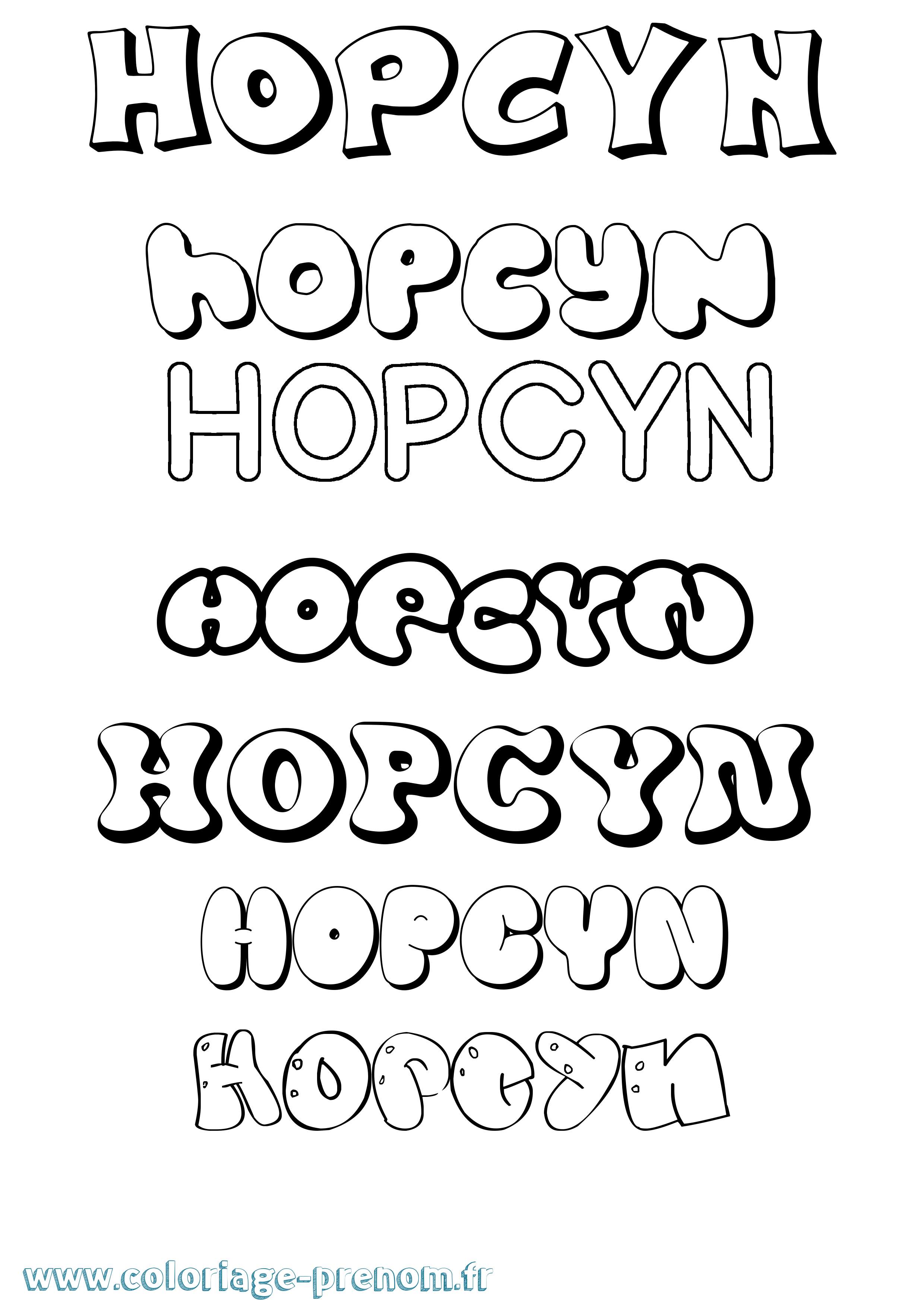 Coloriage Hopcyn Bubble Coloriage prénom Hopcyn Bubble