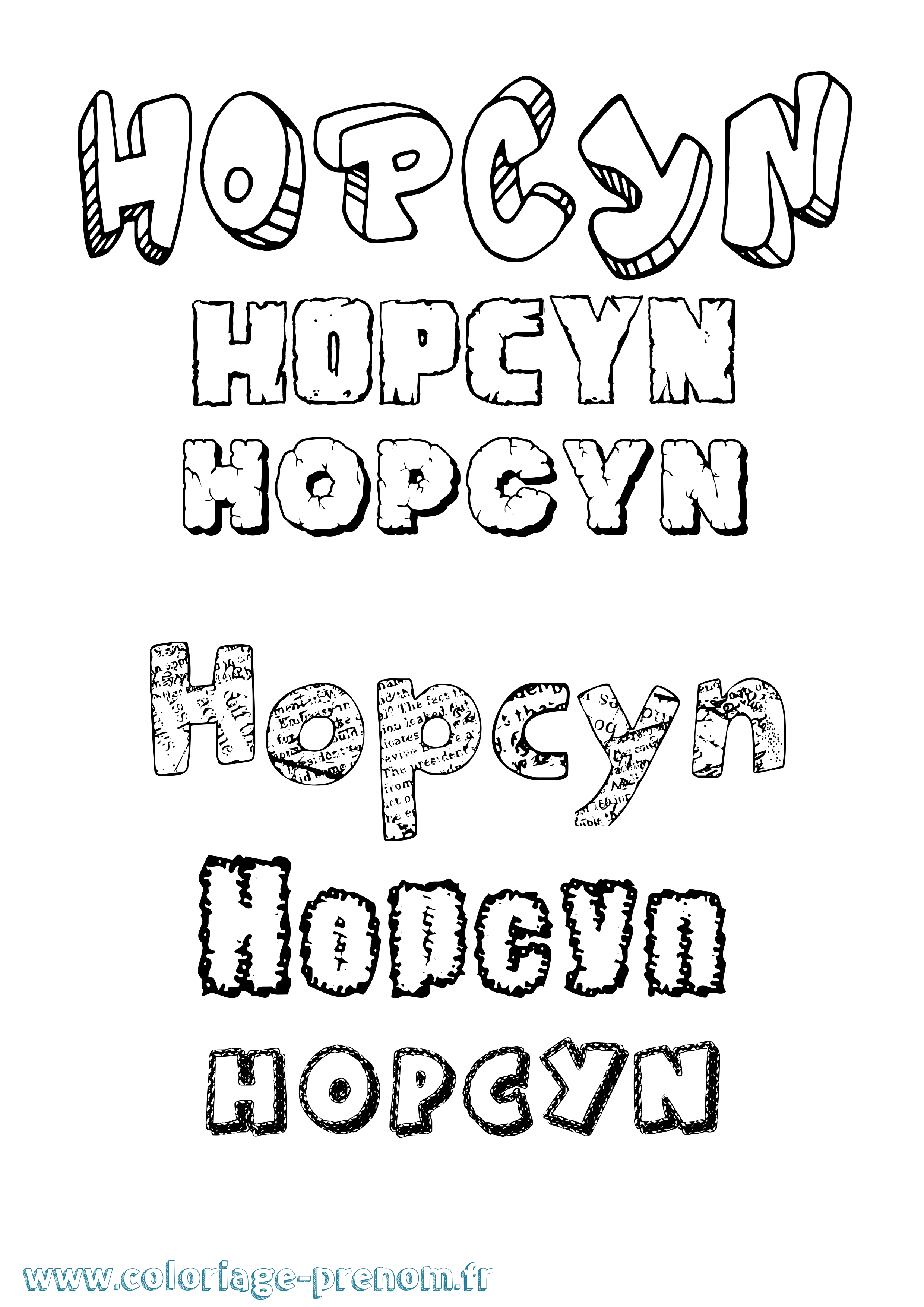 Coloriage Hopcyn Destructuré Coloriage prénom Hopcyn Destructuré