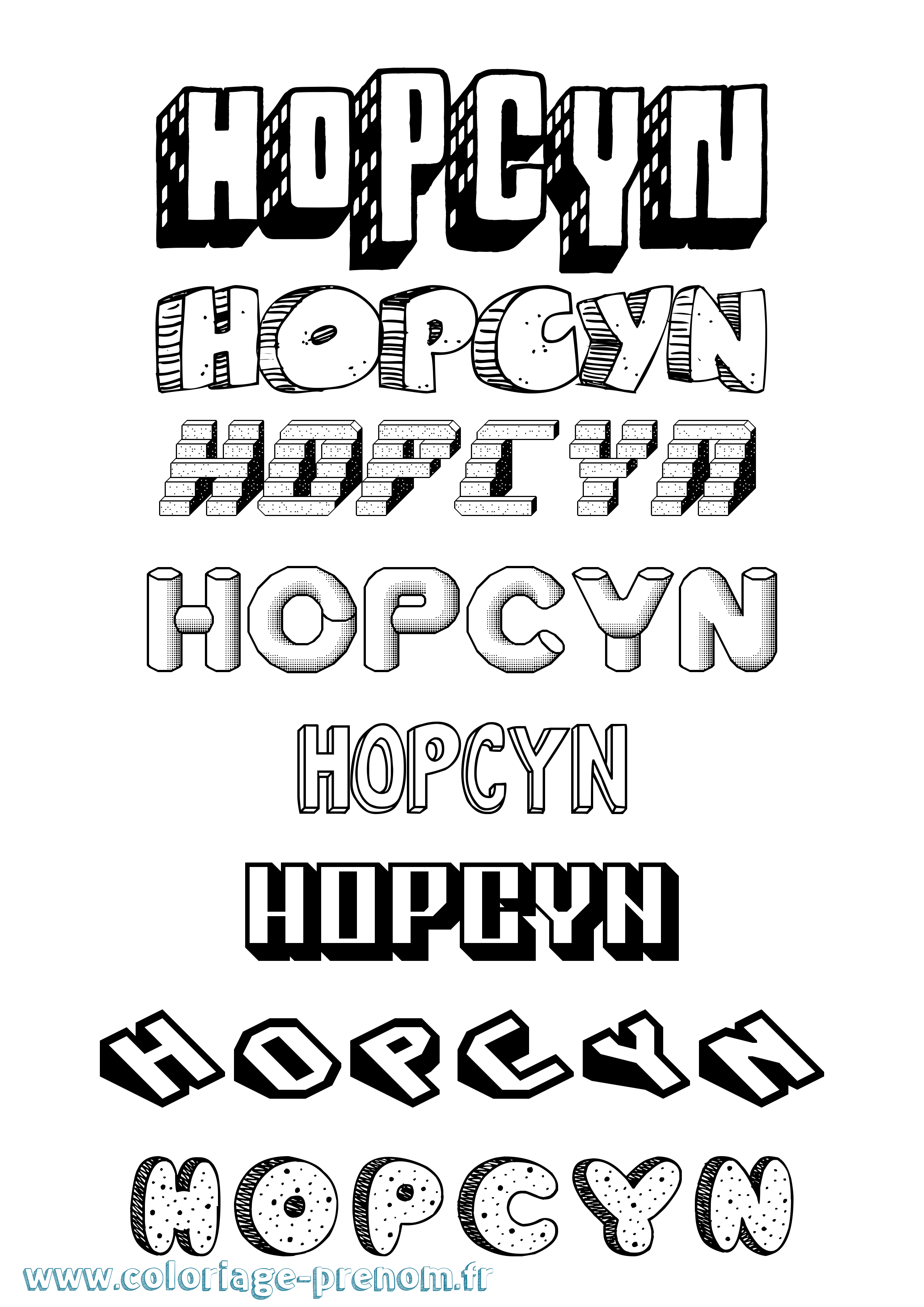 Coloriage Hopcyn Effet 3D Coloriage prénom Hopcyn Effet 3D