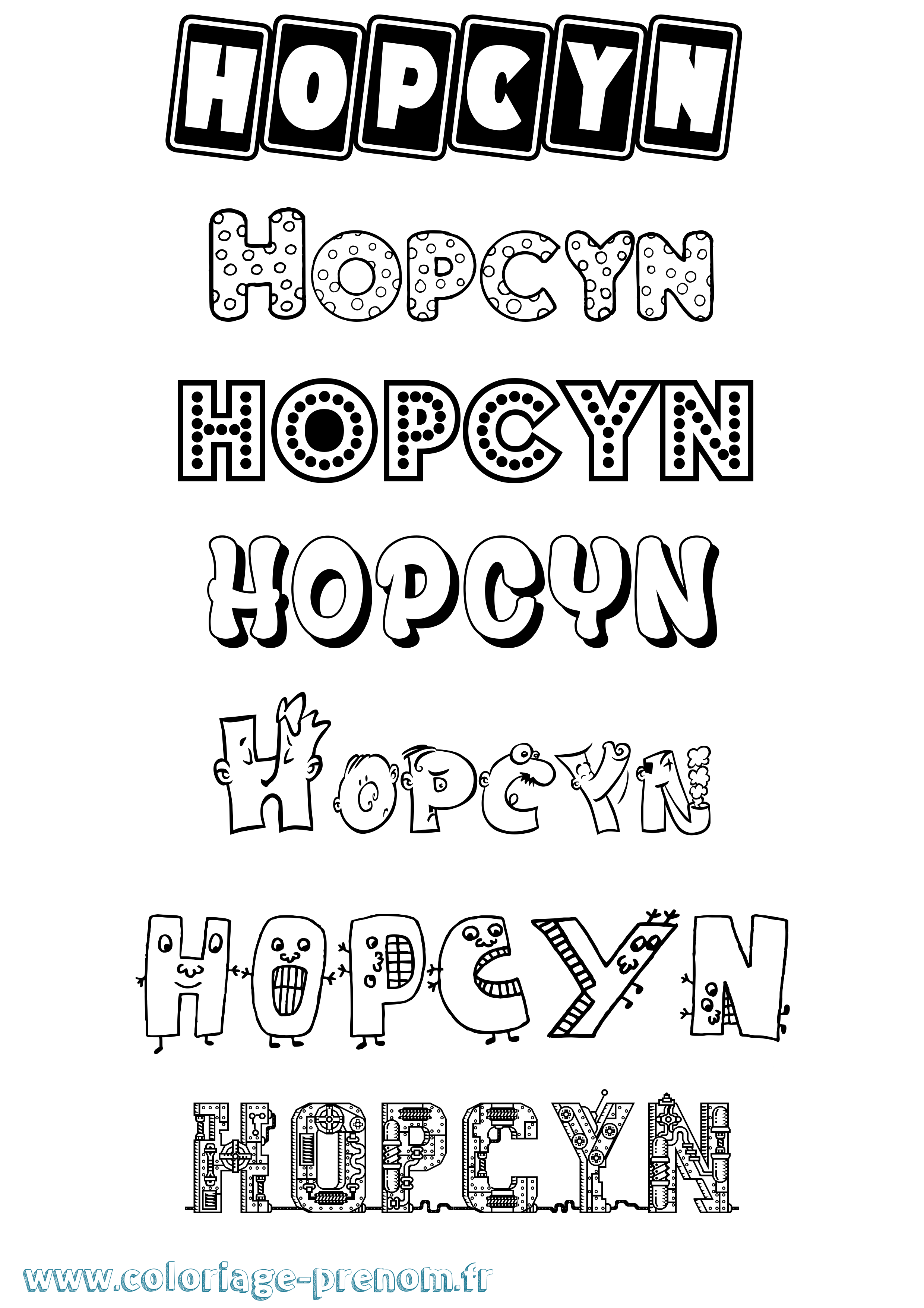 Coloriage Hopcyn Fun Coloriage prénom Hopcyn Fun