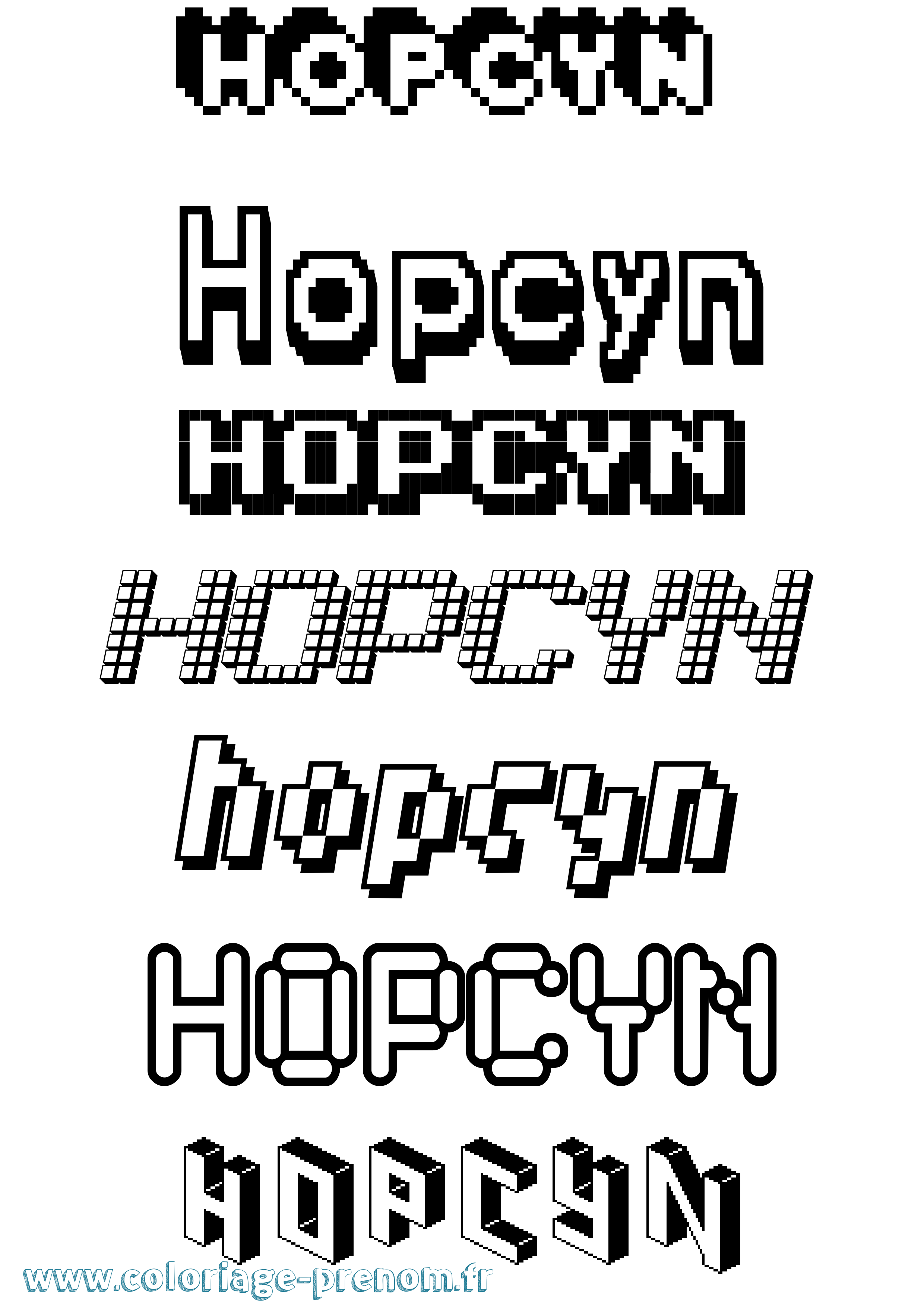 Coloriage Hopcyn Pixel Coloriage prénom Hopcyn Pixel