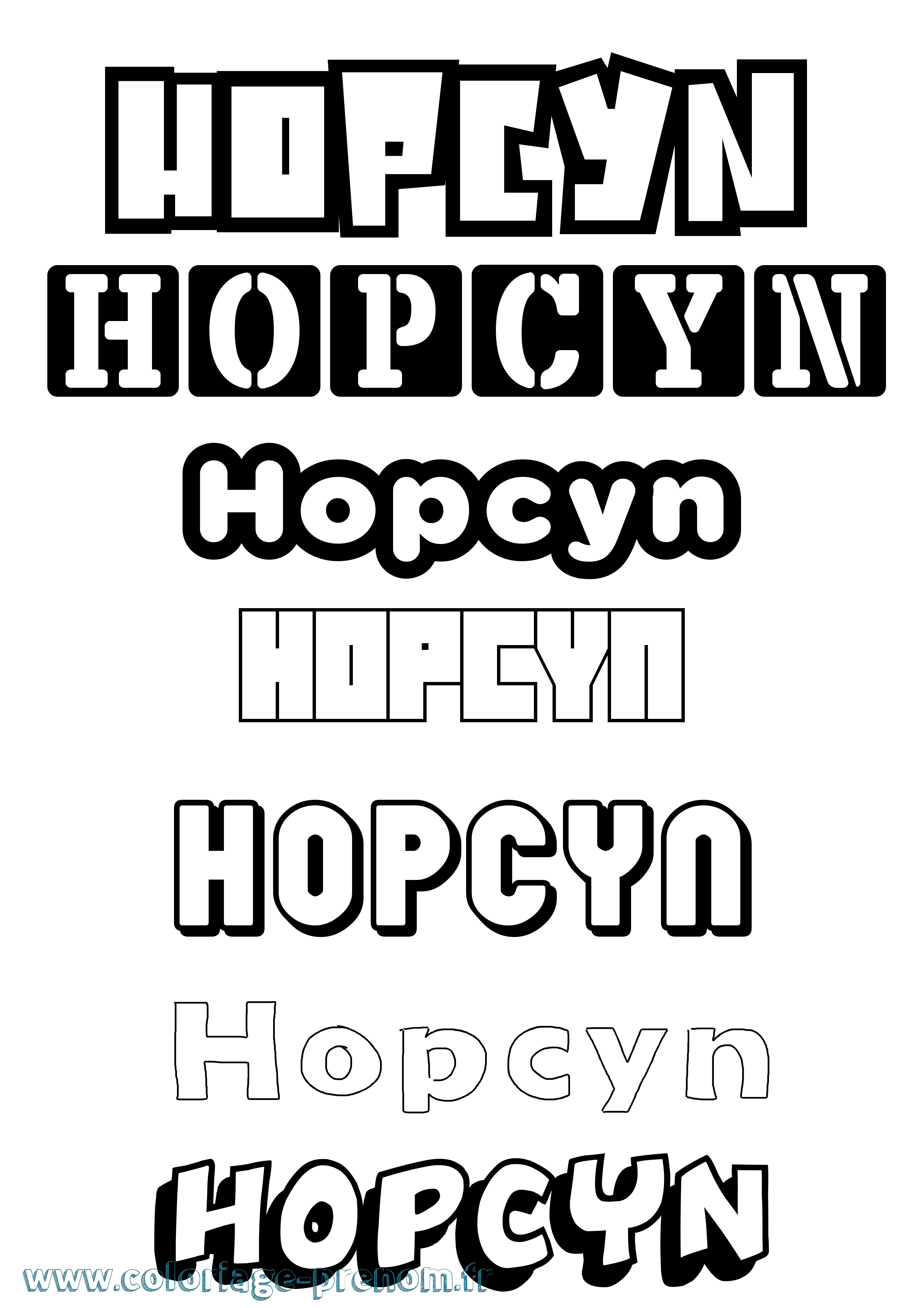 Coloriage Hopcyn Simple Coloriage prénom Hopcyn Simple