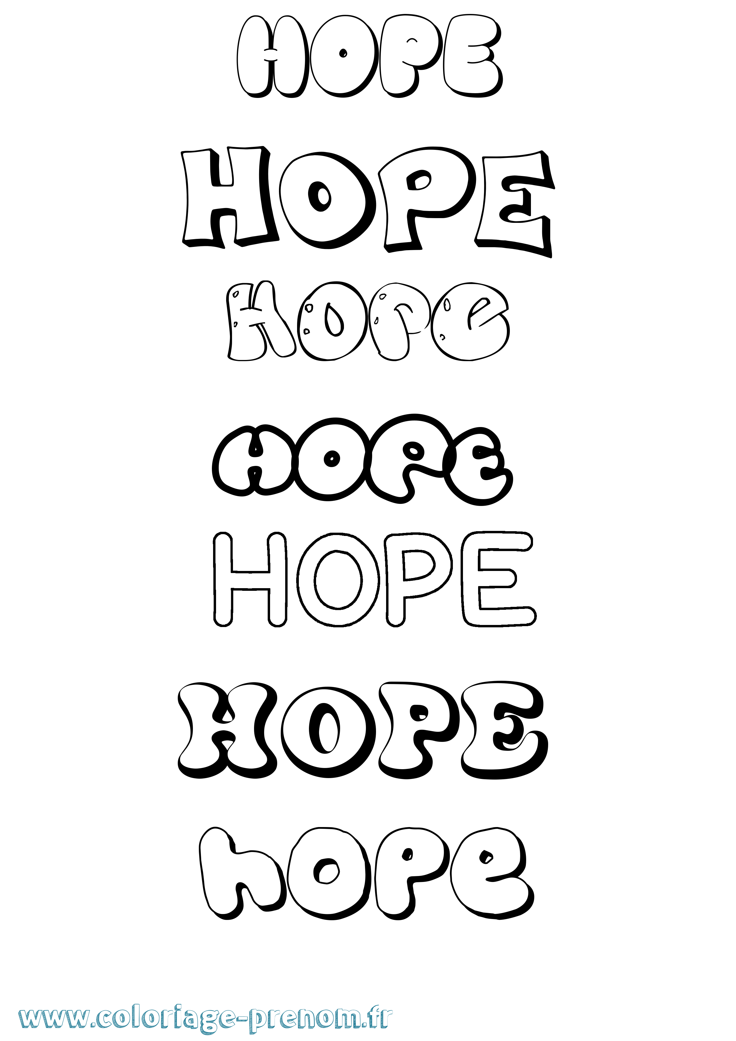 Coloriage Hope Bubble Coloriage prénom Hope Bubble
