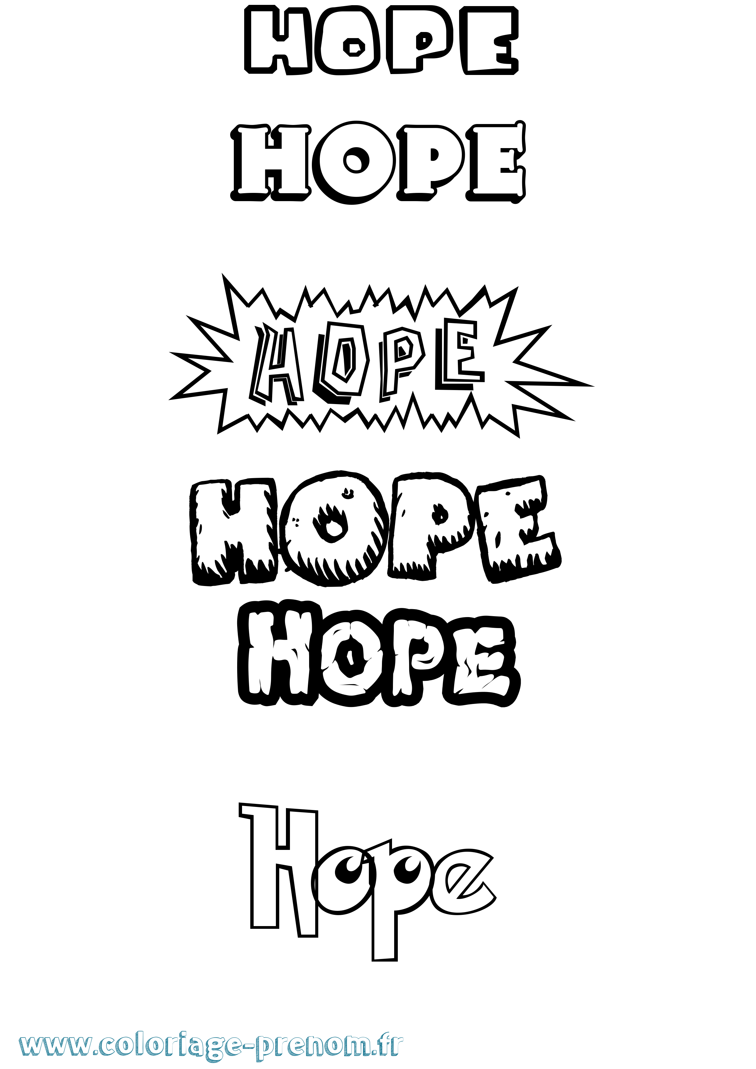 Coloriage Hope Dessin Animé Coloriage prénom Hope Dessin Animé