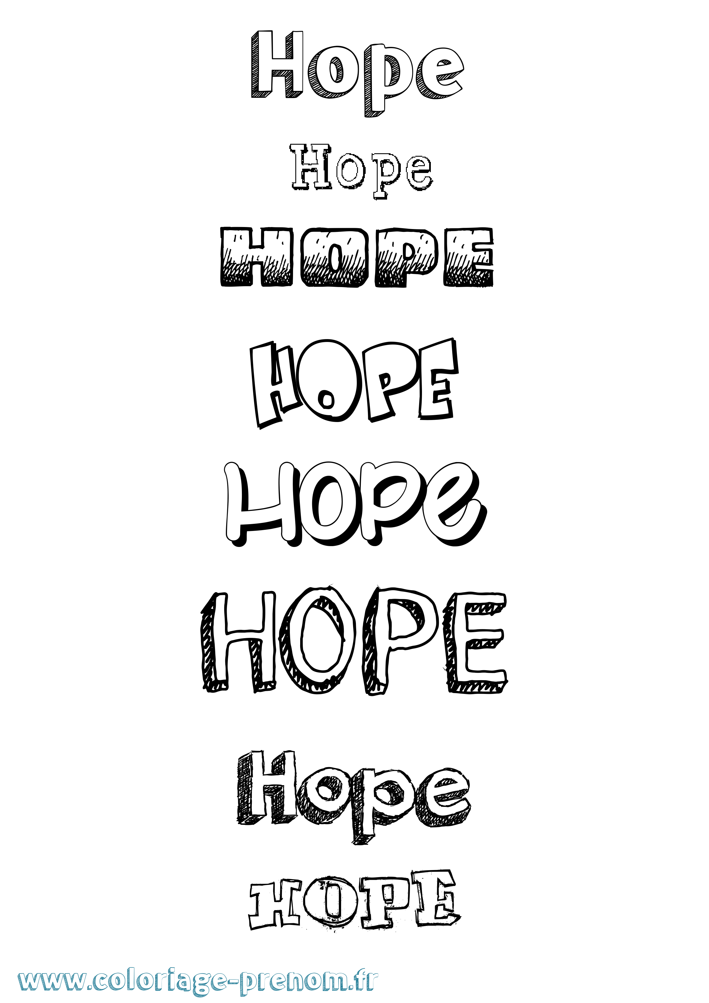 Coloriage Hope Dessiné Coloriage prénom Hope Dessiné
