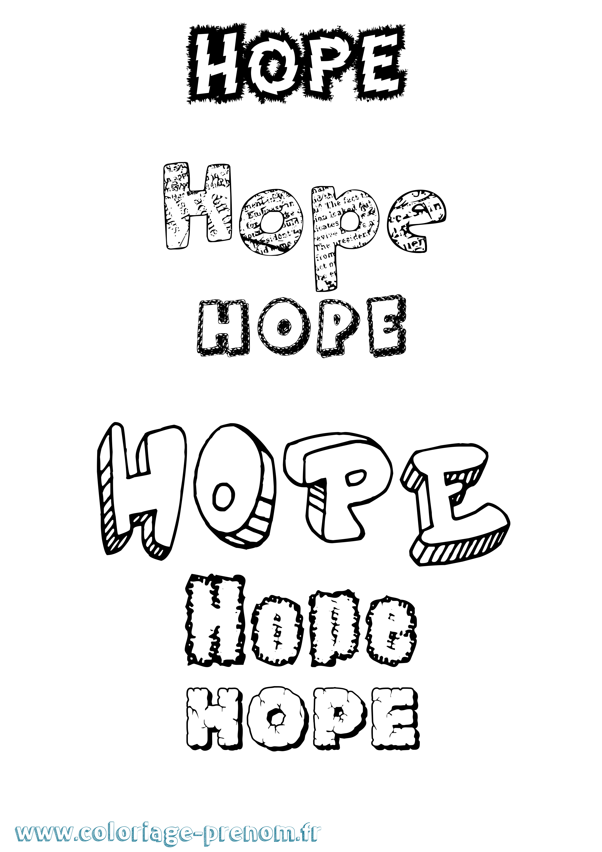 Coloriage Hope Destructuré Coloriage prénom Hope Destructuré