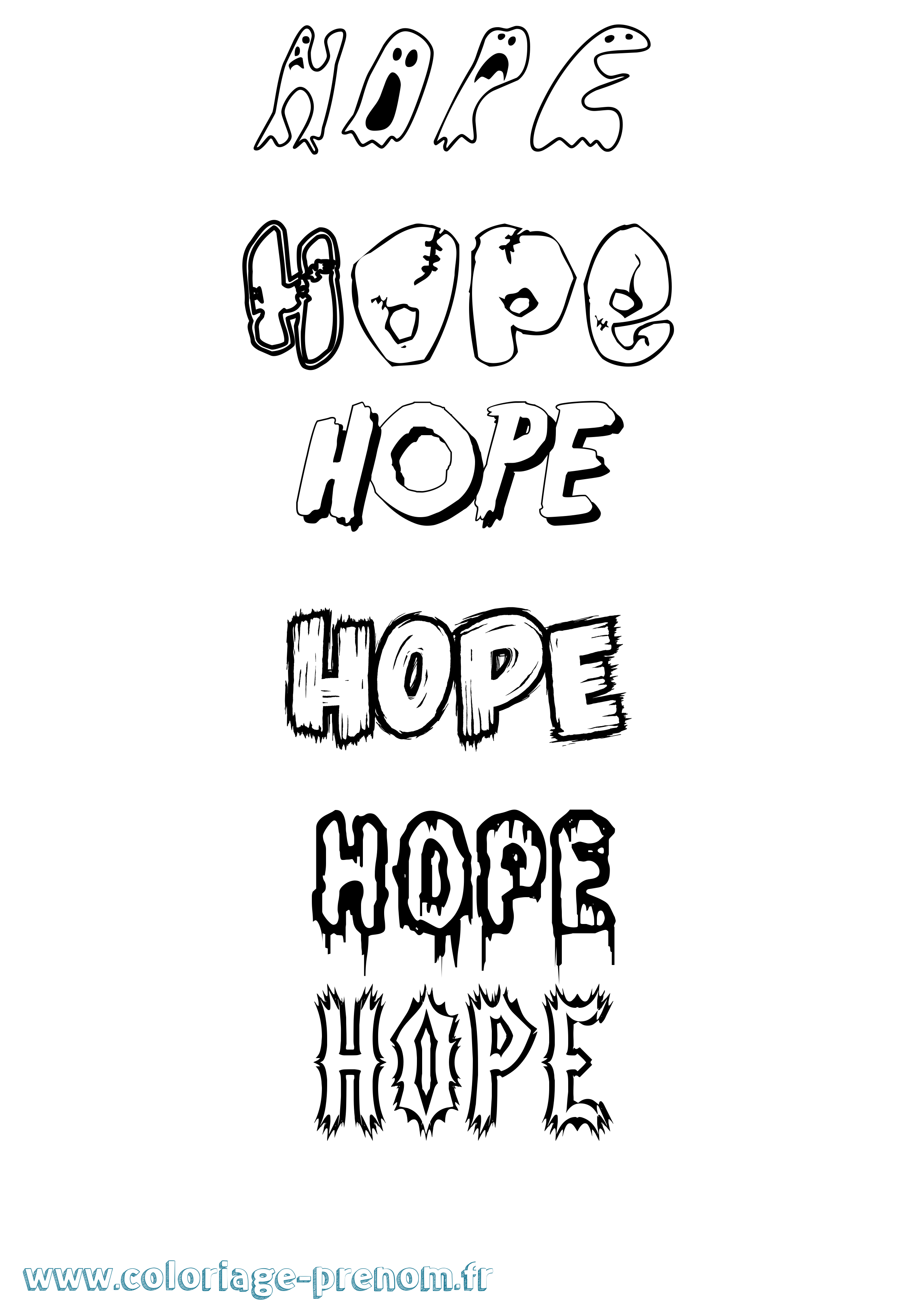 Coloriage Hope Frisson Coloriage prénom Hope Frisson