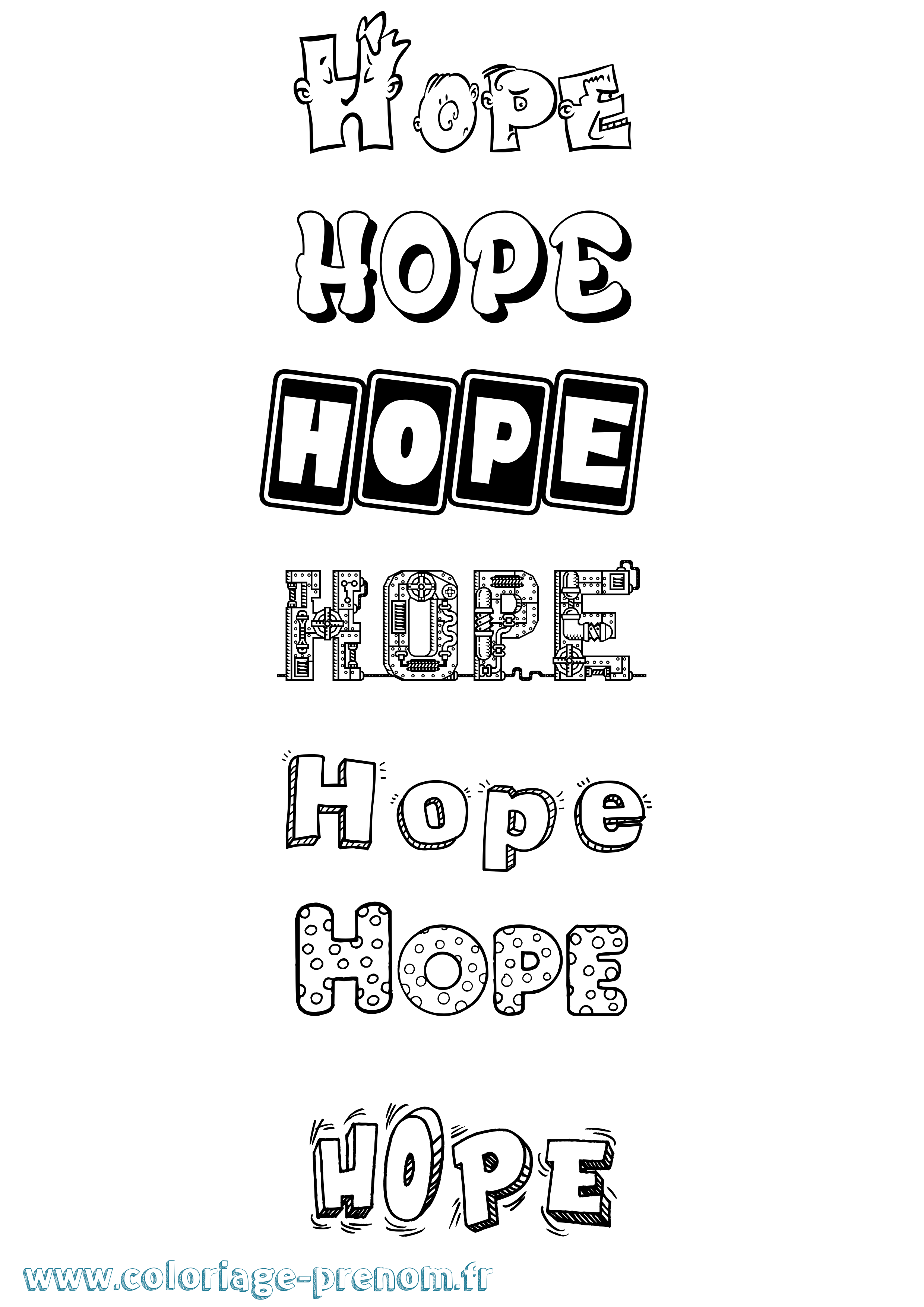 Coloriage Hope Fun Coloriage prénom Hope Fun