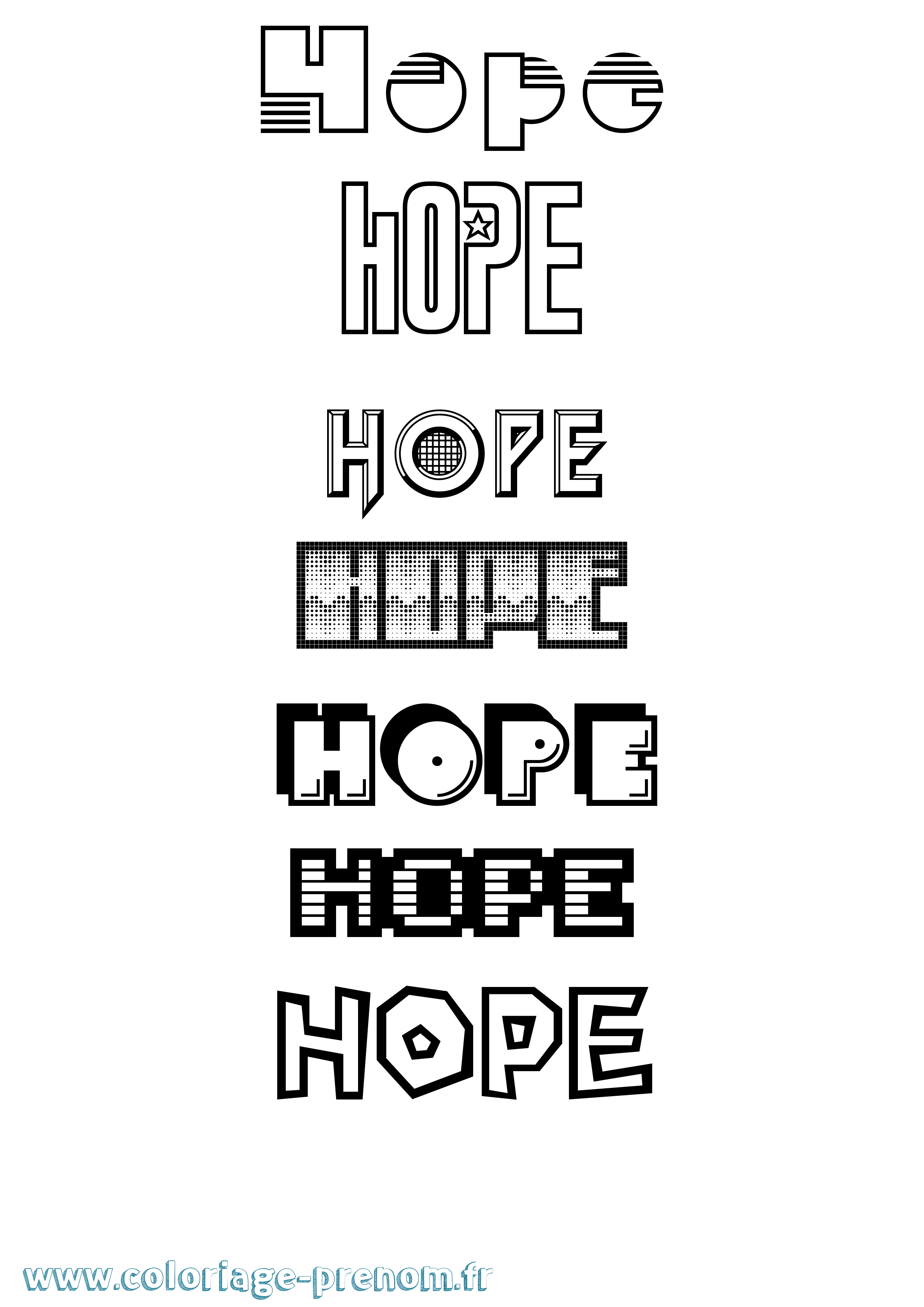 Coloriage Hope Jeux Vidéos Coloriage prénom Hope Jeux Vidéos