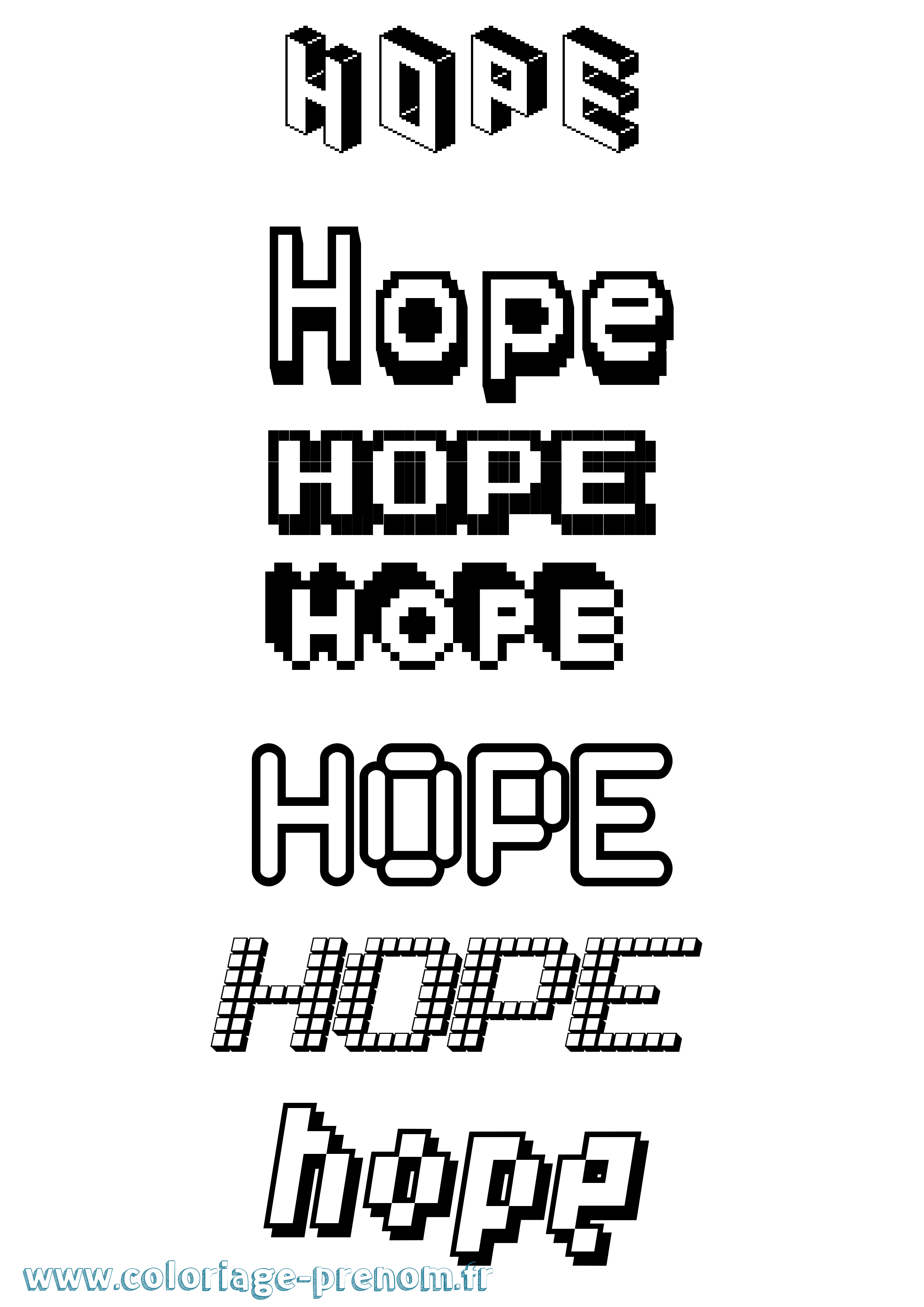 Coloriage Hope Pixel Coloriage prénom Hope Pixel