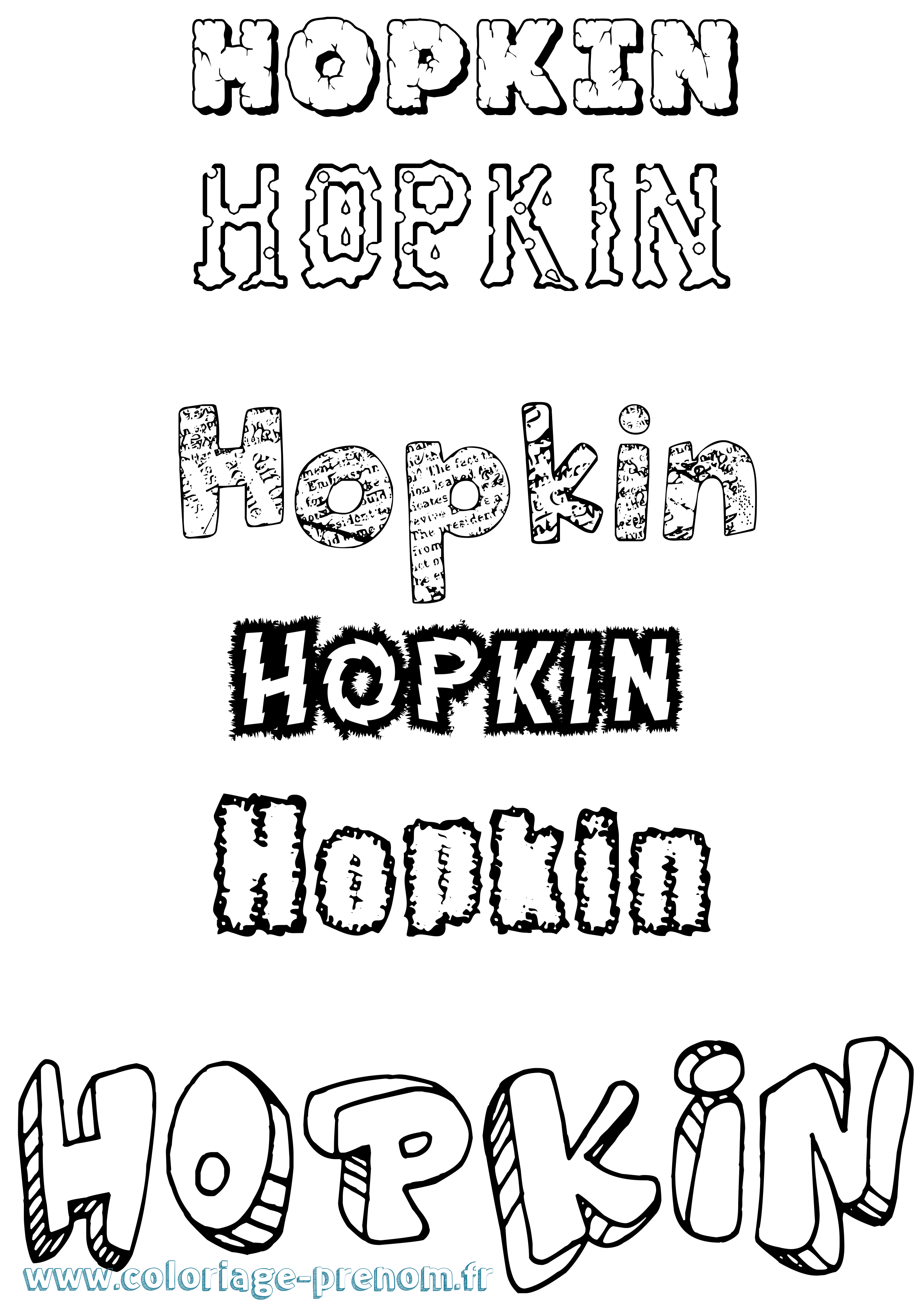Coloriage Hopkin Destructuré Coloriage prénom Hopkin Destructuré