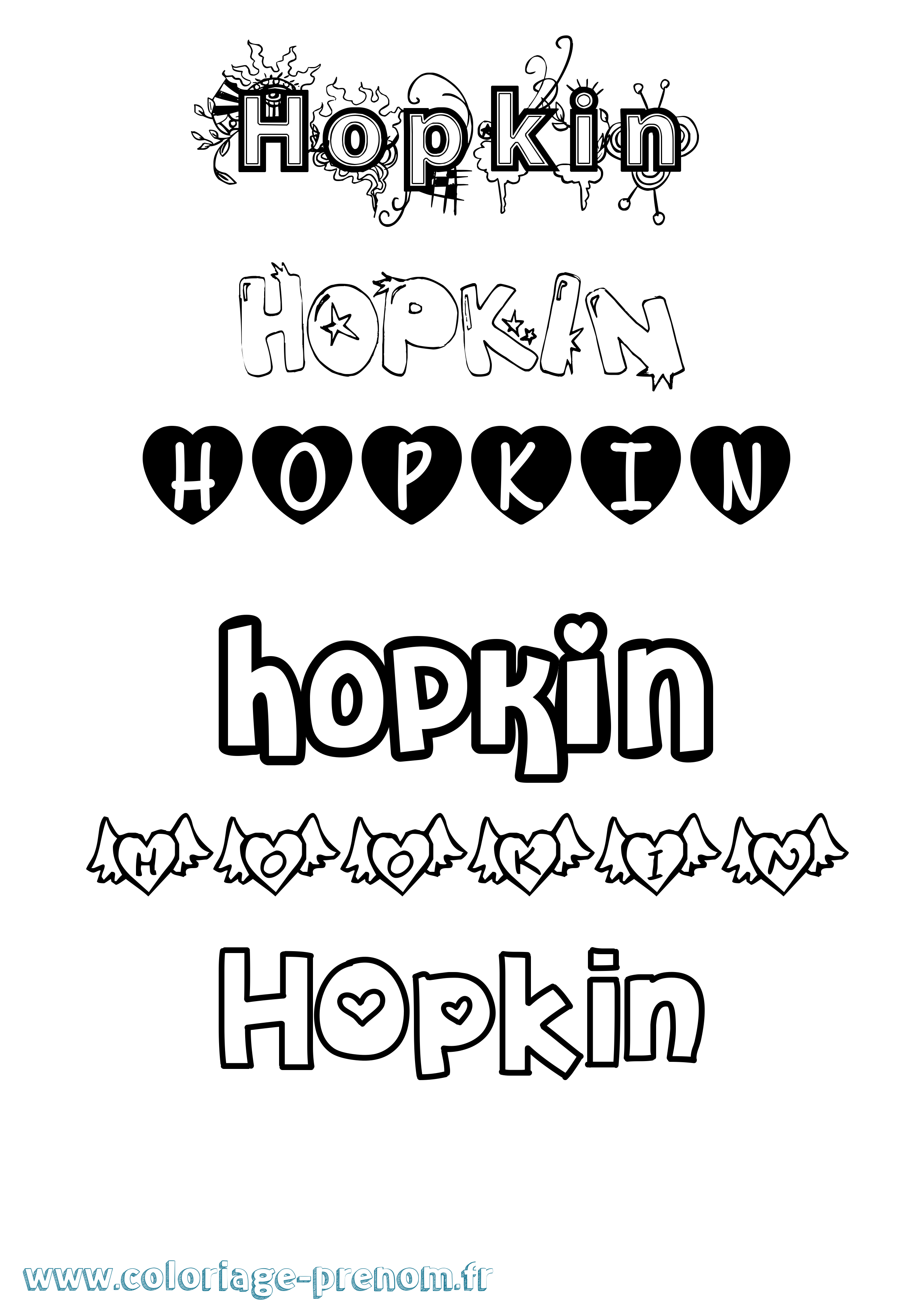 Coloriage Hopkin Girly Coloriage prénom Hopkin Girly