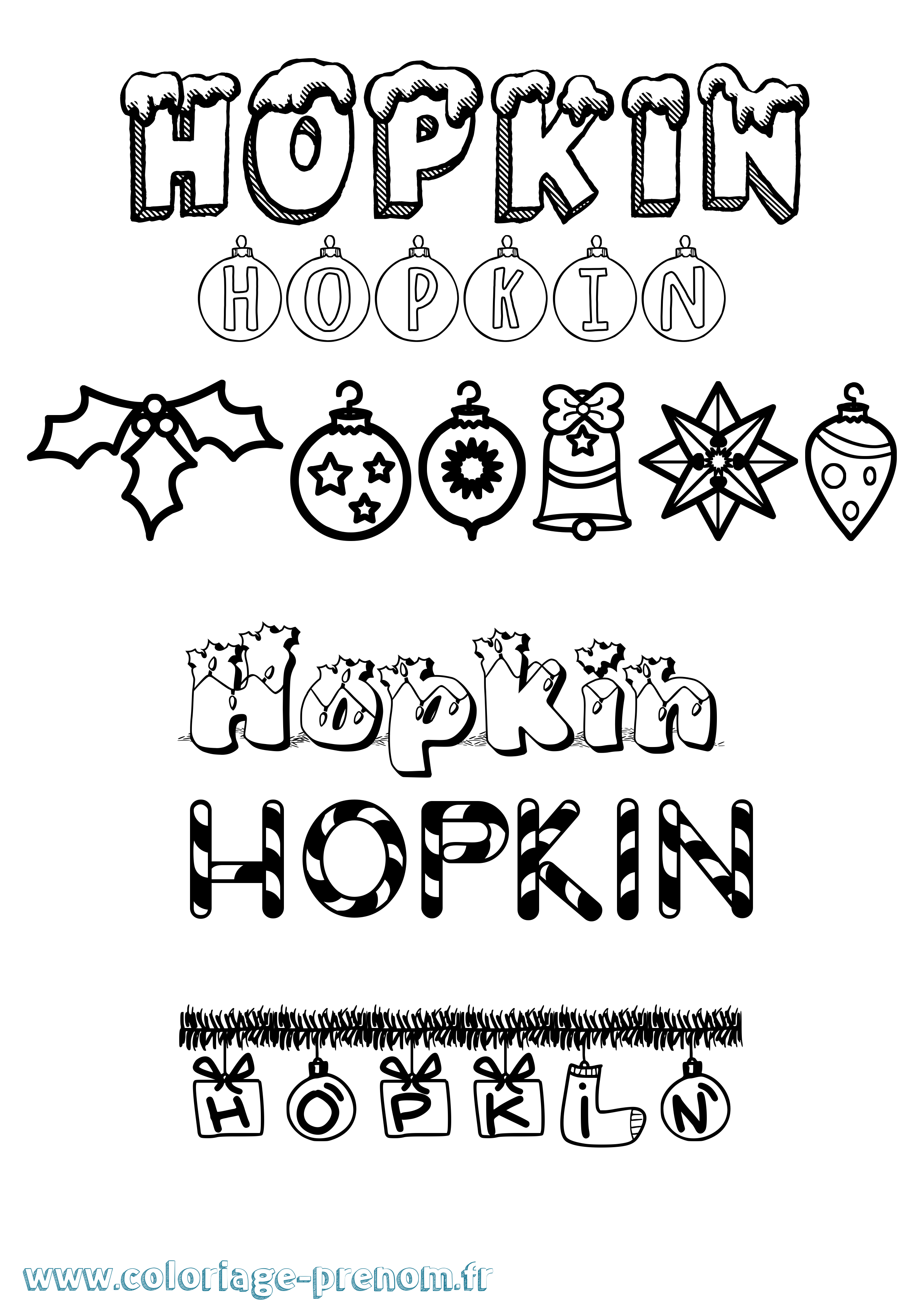 Coloriage Hopkin Noël Coloriage prénom Hopkin Noël