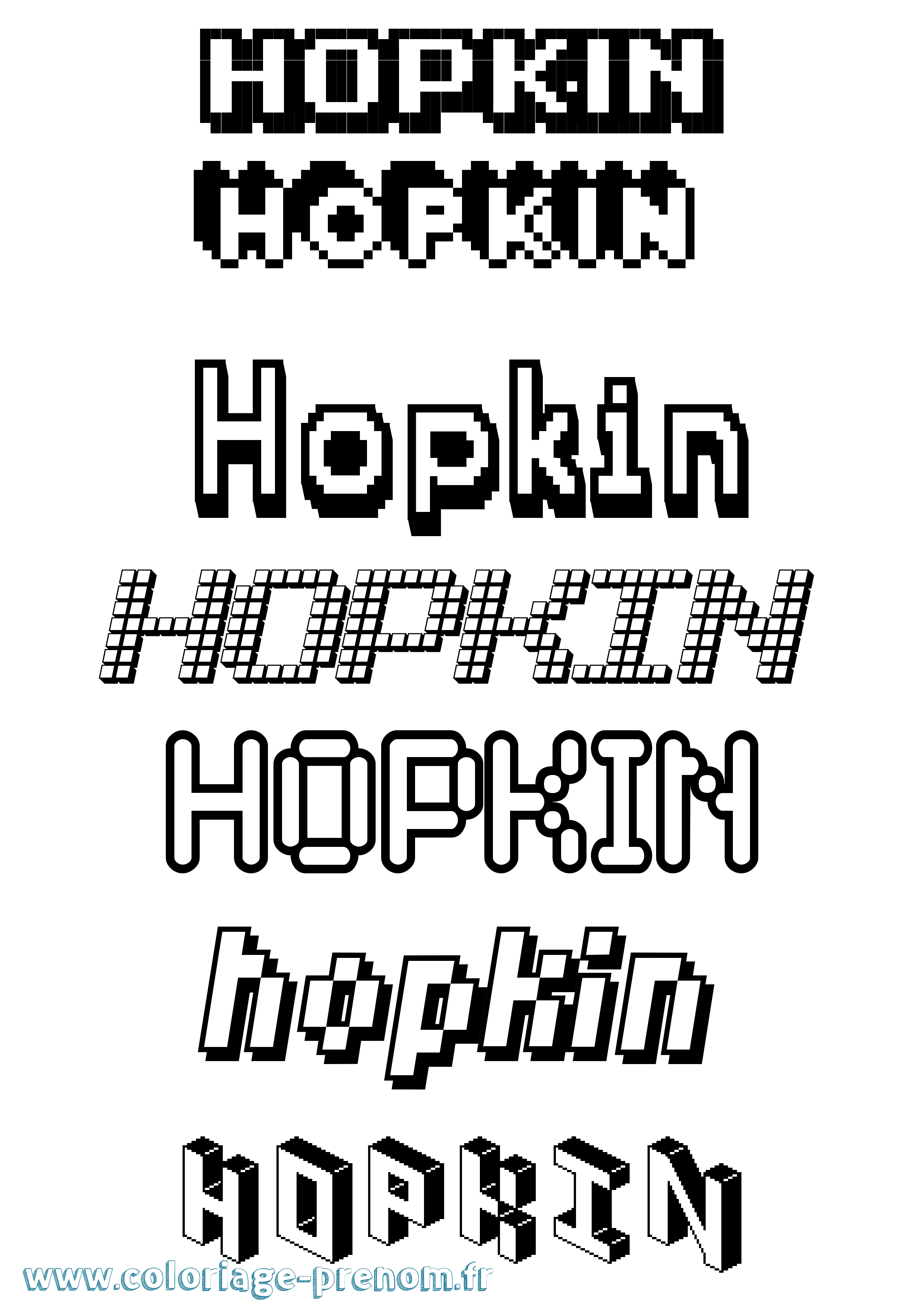 Coloriage Hopkin Pixel Coloriage prénom Hopkin Pixel
