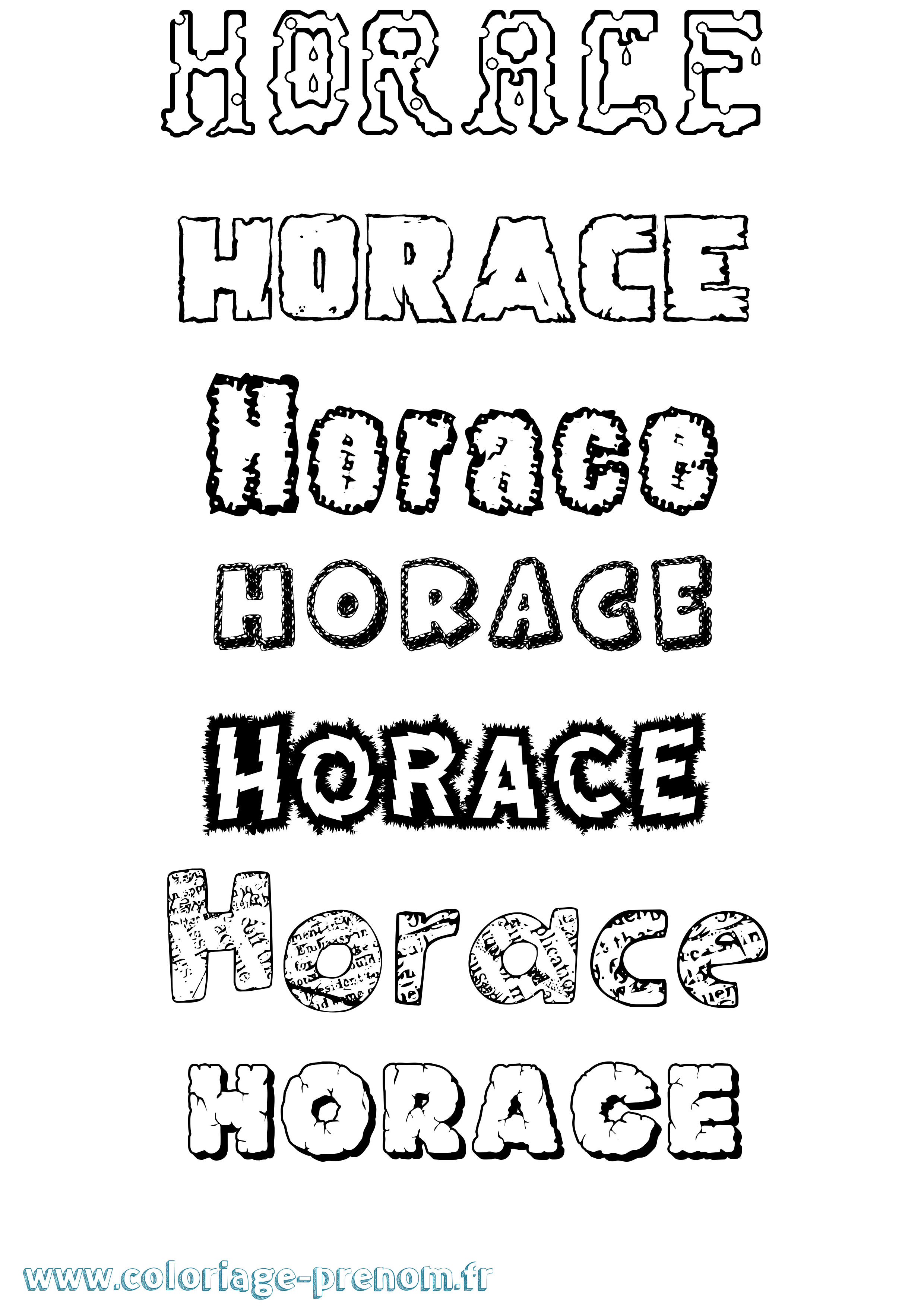 Coloriage Horace Destructuré Coloriage prénom Horace Destructuré