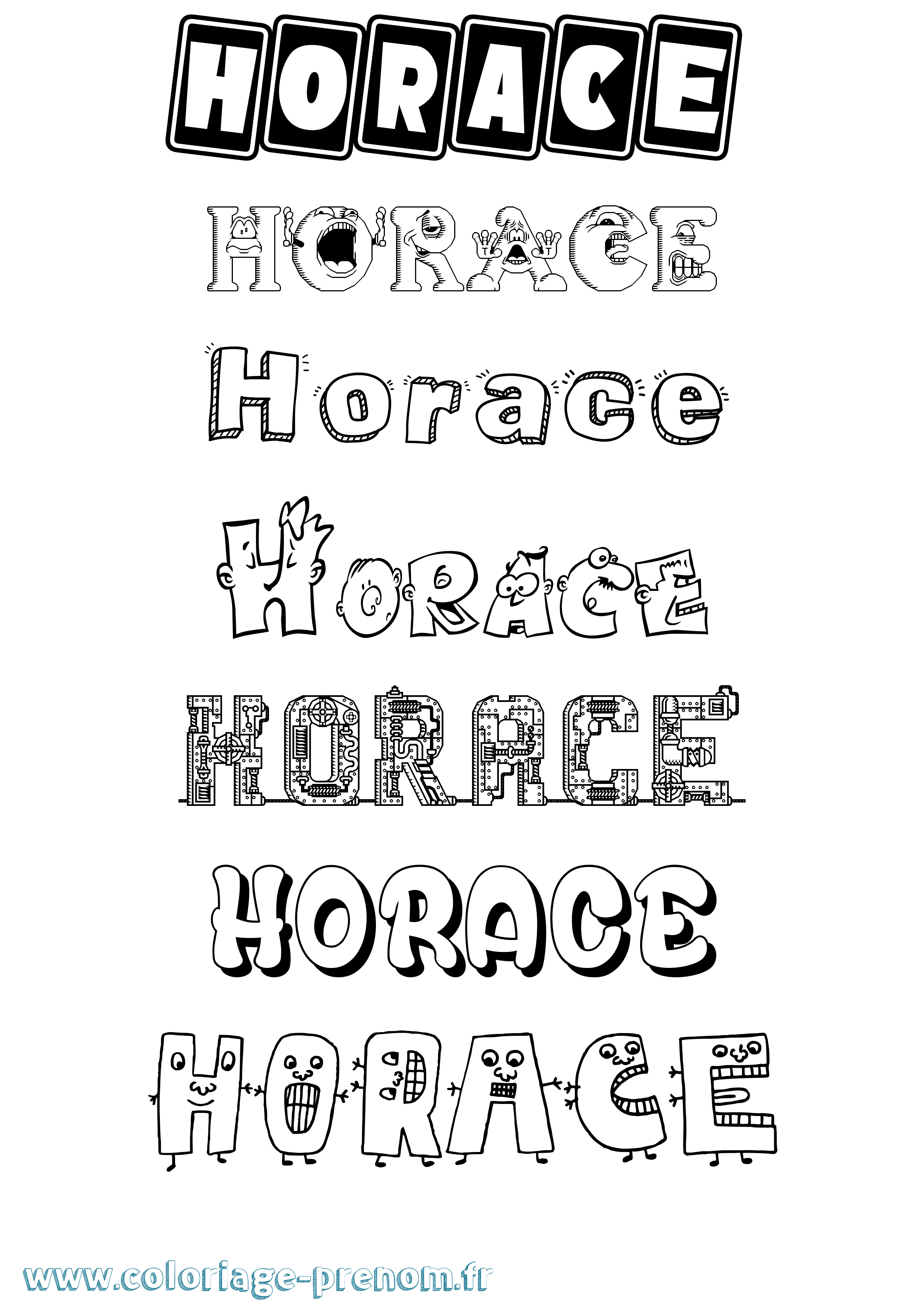 Coloriage Horace Fun Coloriage prénom Horace Fun