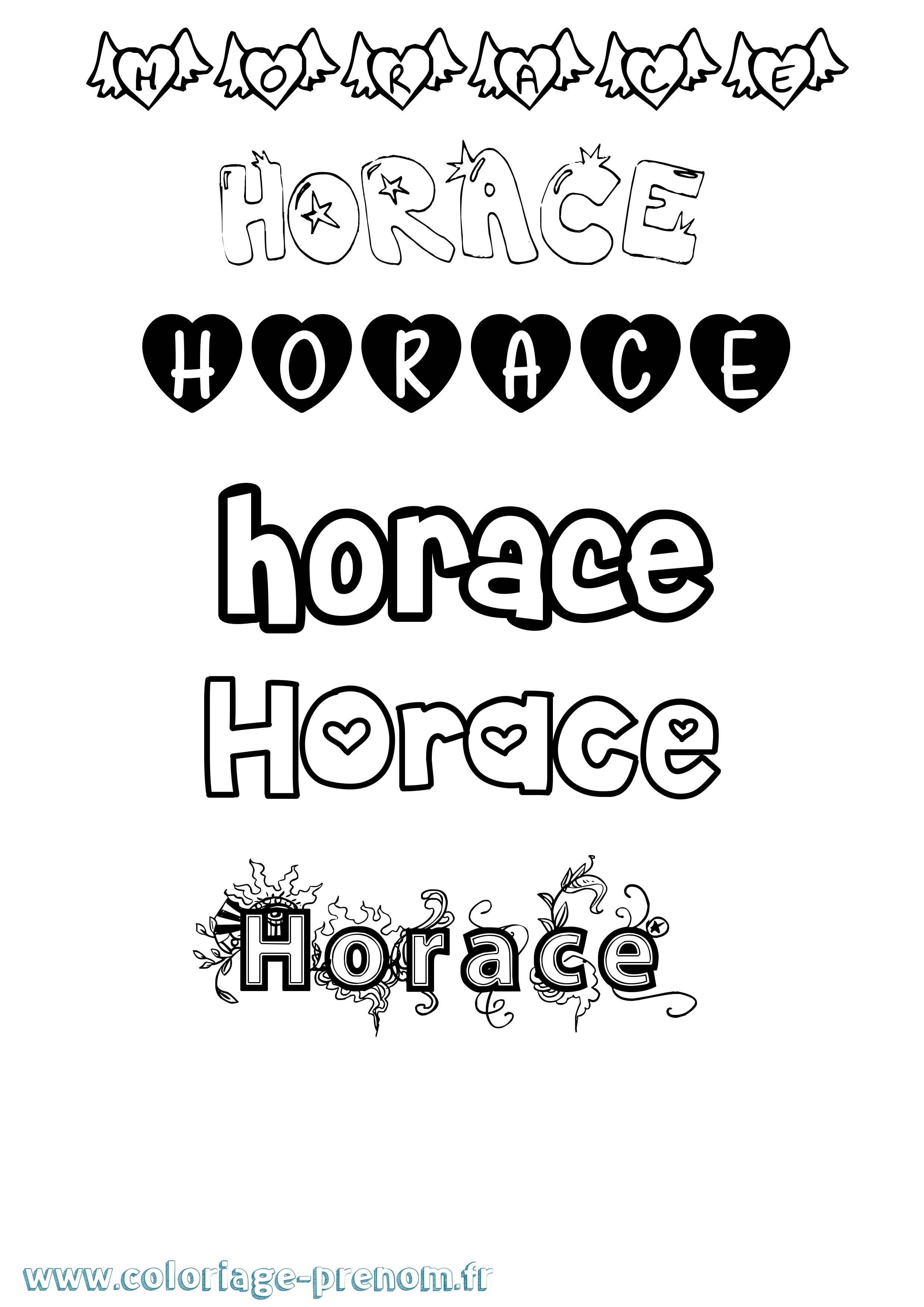 Coloriage Horace Girly Coloriage prénom Horace Girly