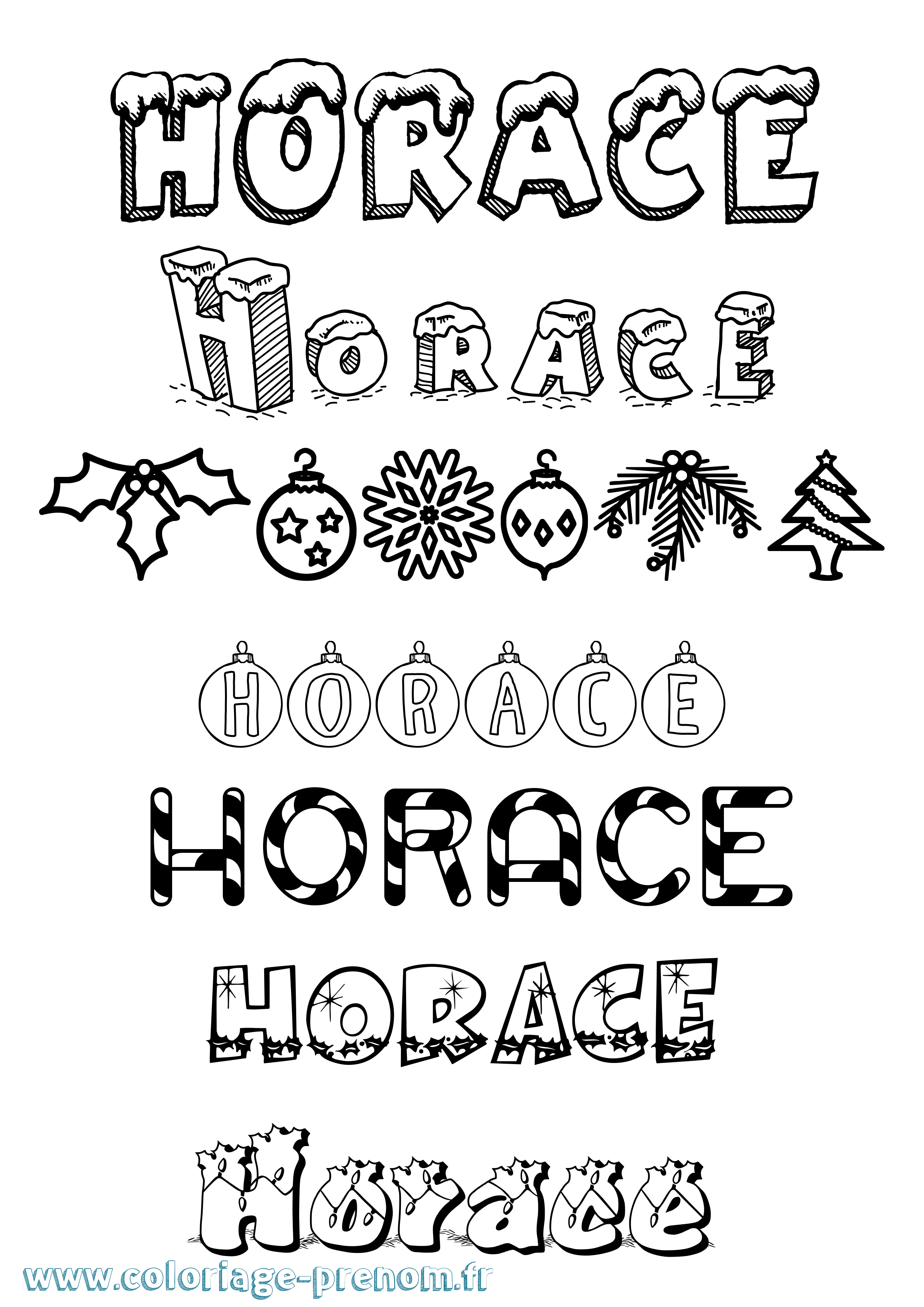 Coloriage Horace Noël Coloriage prénom Horace Noël