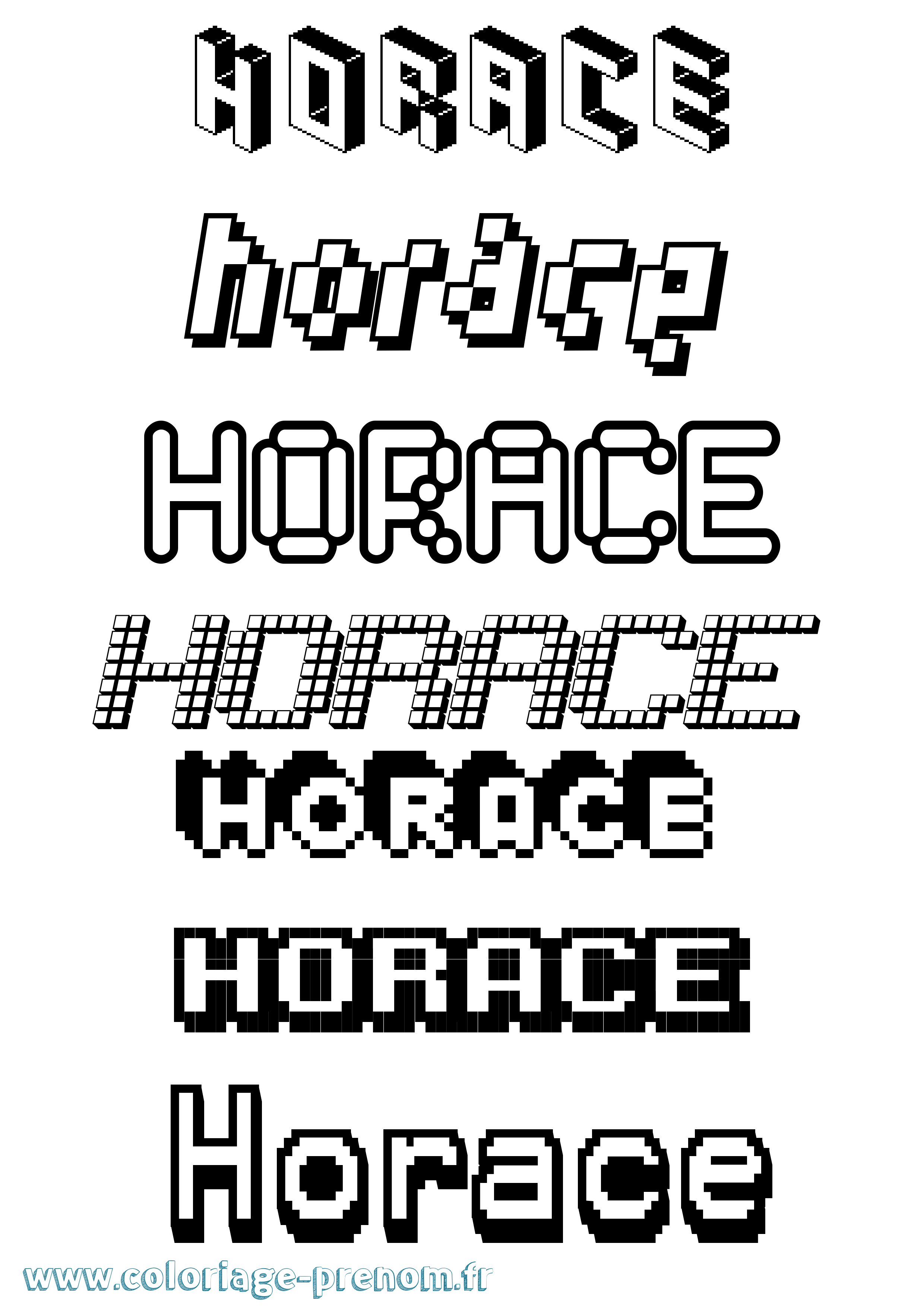 Coloriage Horace Pixel Coloriage prénom Horace Pixel