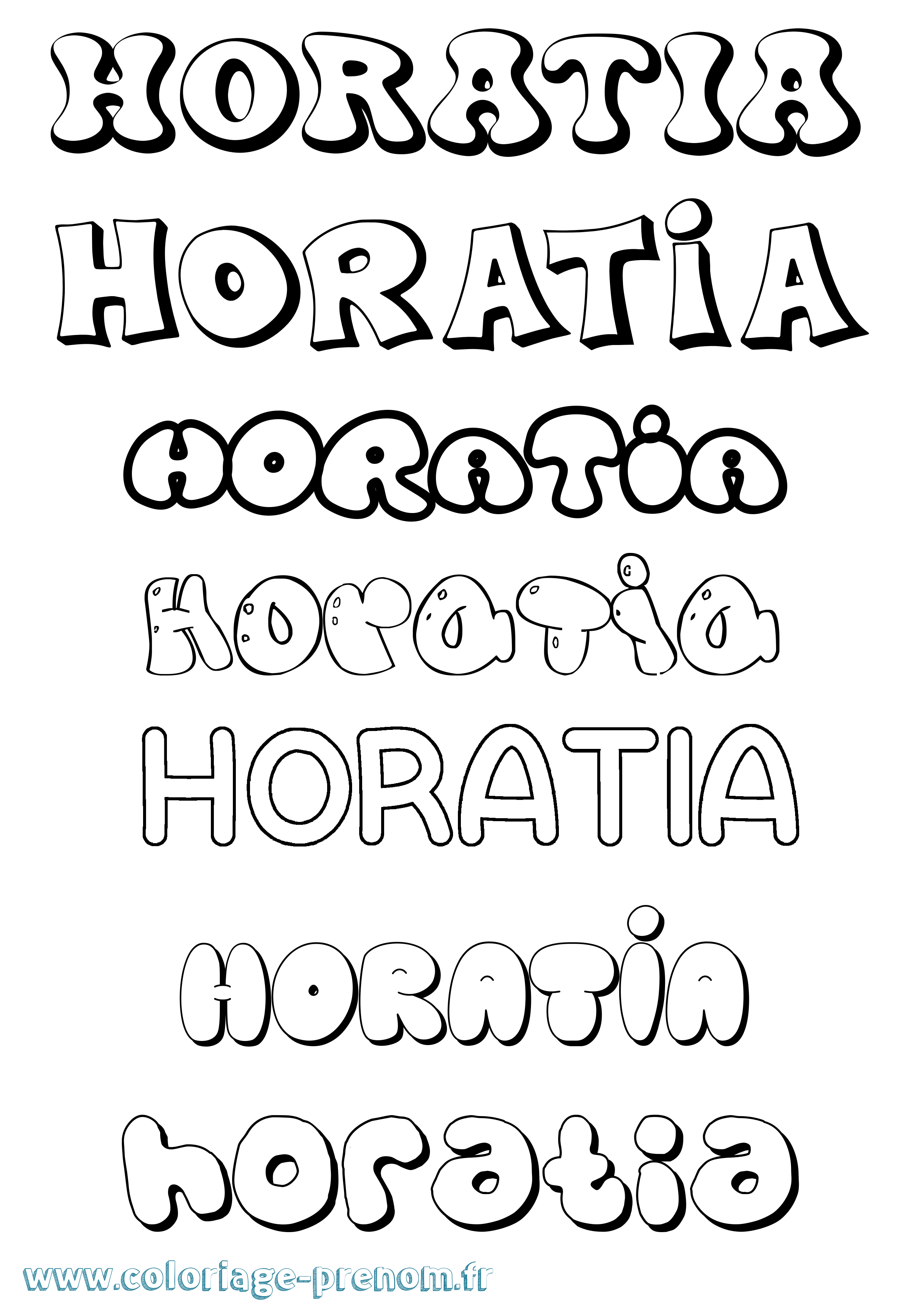 Coloriage Horatia Bubble Coloriage prénom Horatia Bubble