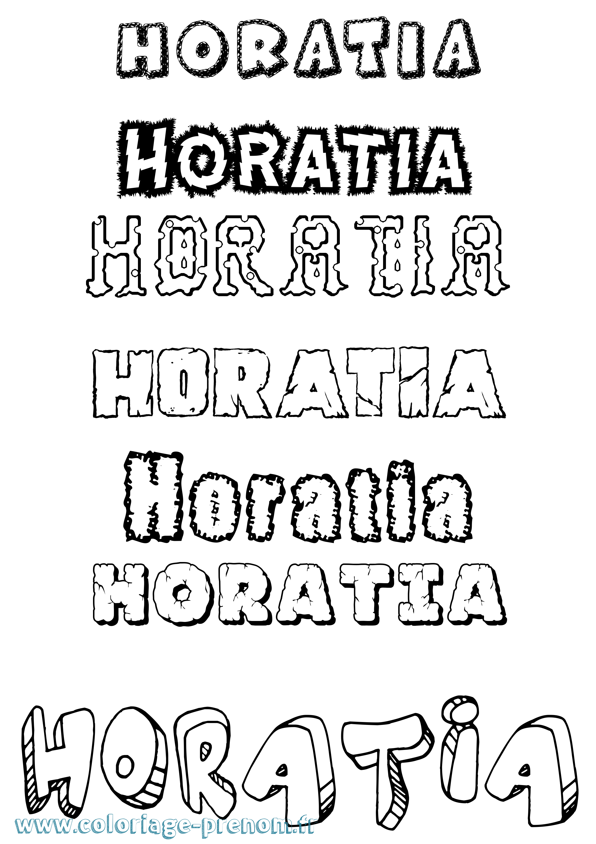 Coloriage Horatia Destructuré Coloriage prénom Horatia Destructuré