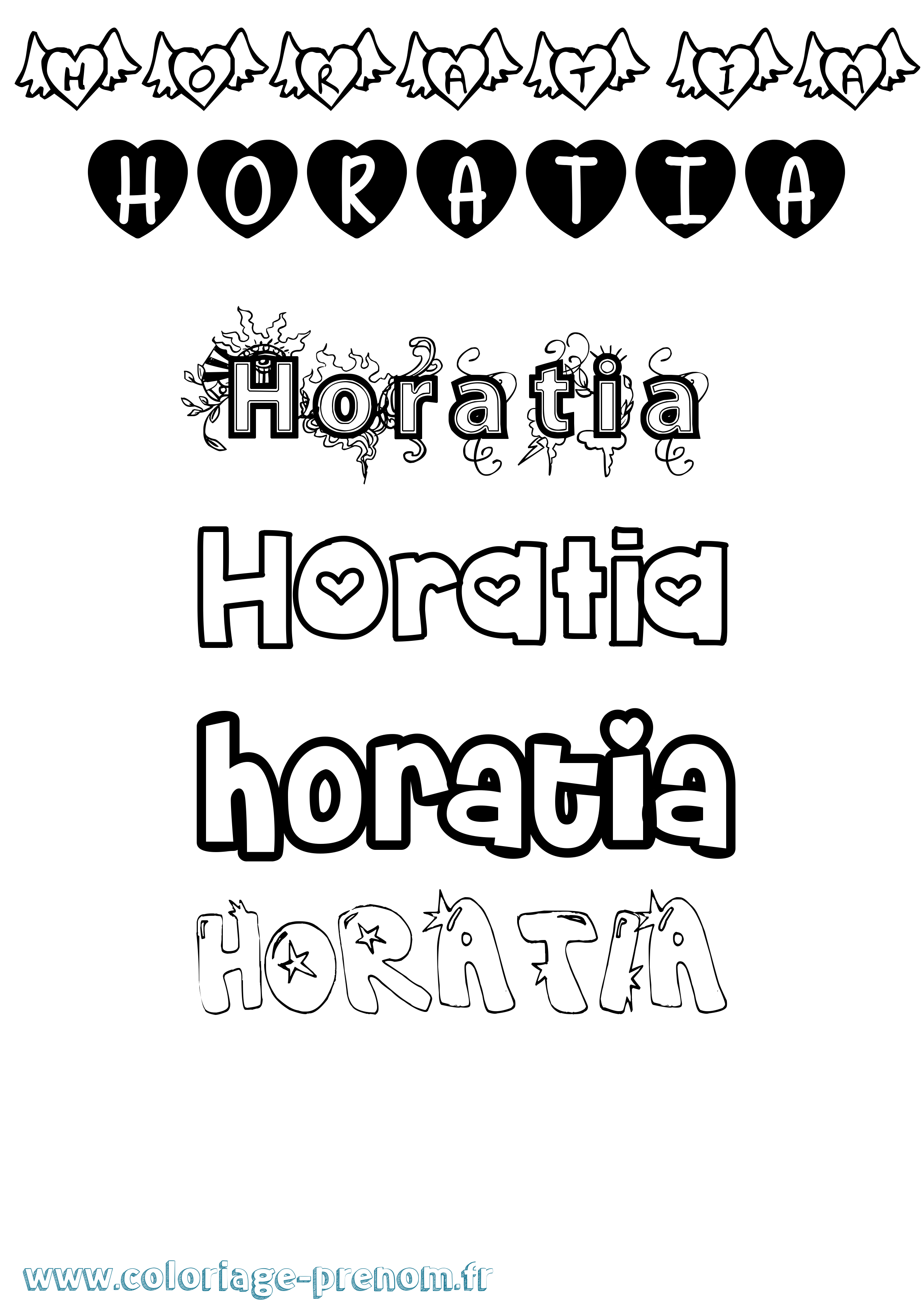 Coloriage Horatia Girly Coloriage prénom Horatia Girly